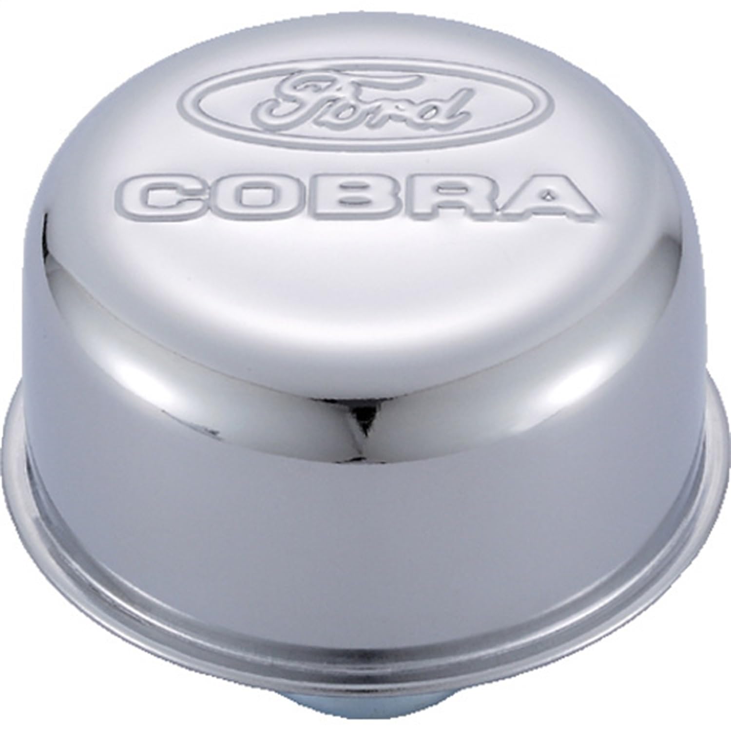 Cobra Logo Ford 302-225 Breather - Push-in - Round - 1-1/4 in Hole - Steel - Chrome - Each