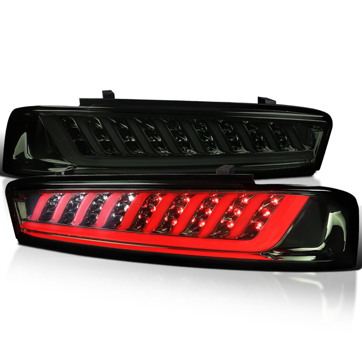 LED Tail Lights Spec-D Tuning Smoke Tint Lens Compatible with 2016-2018 Chevy Camaro with factory LED type tail lights, Left + Right Pair Assembly