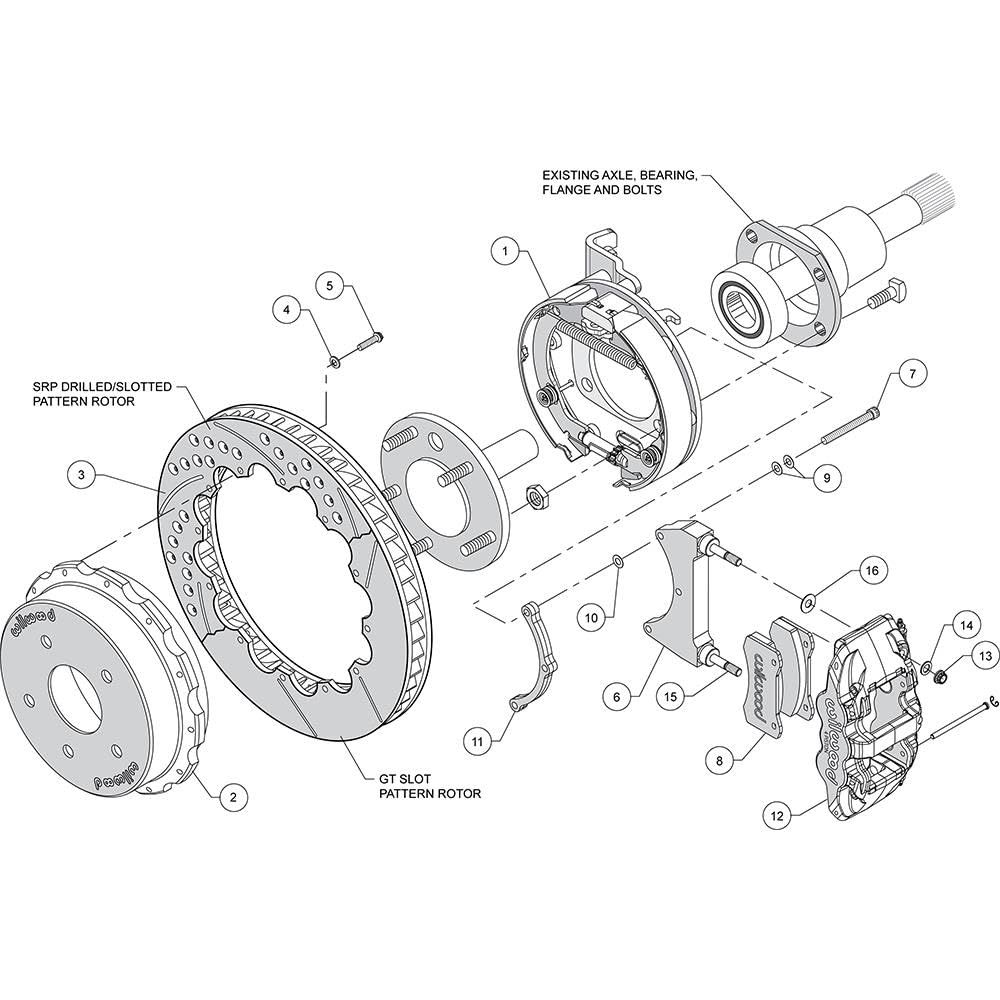 14.00" AERO4 Rear P-Brake Kit, Drilled