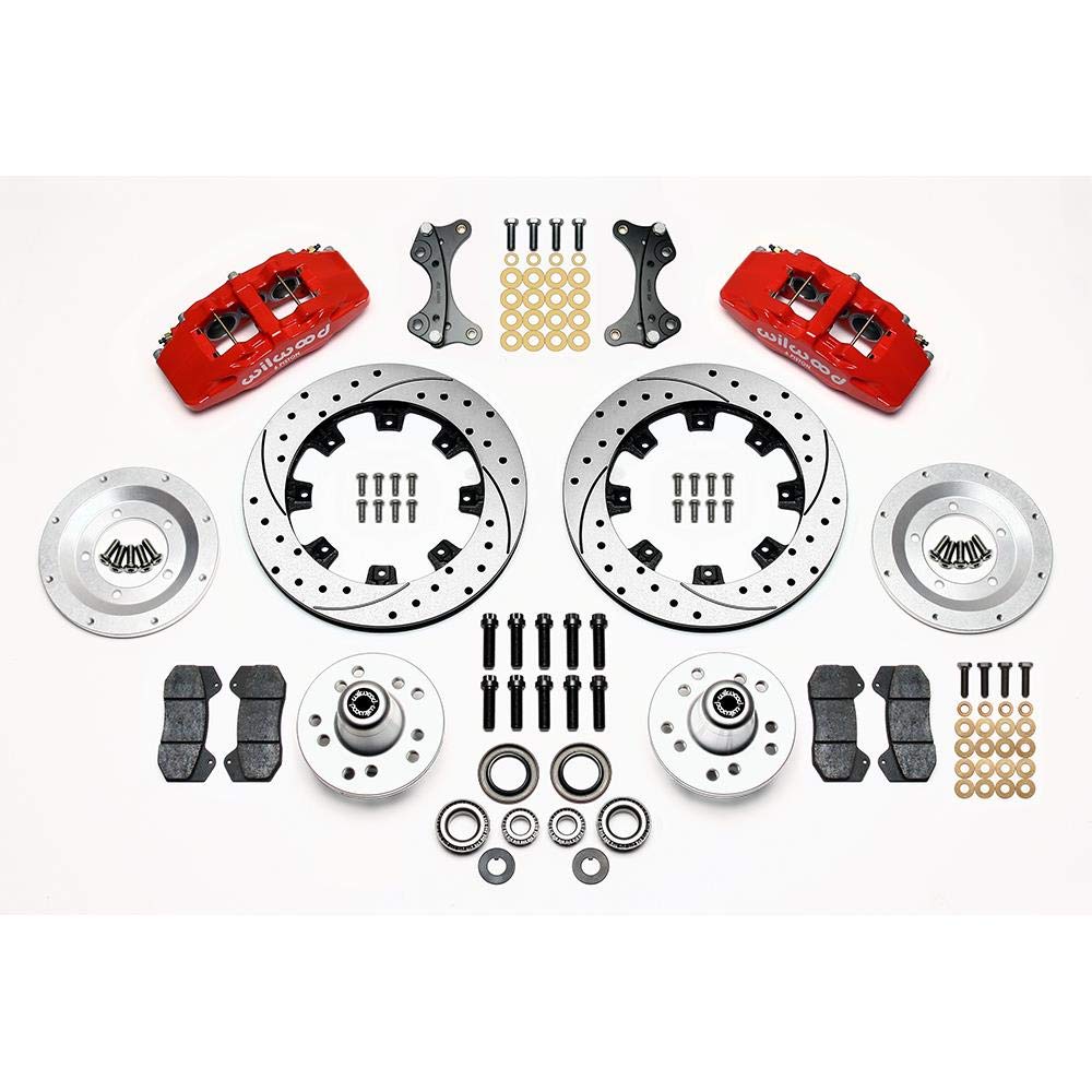 140-10741-DR WILWOOD DP6 Front Kit,12.19",Drilled,Red WWE ProSpindle