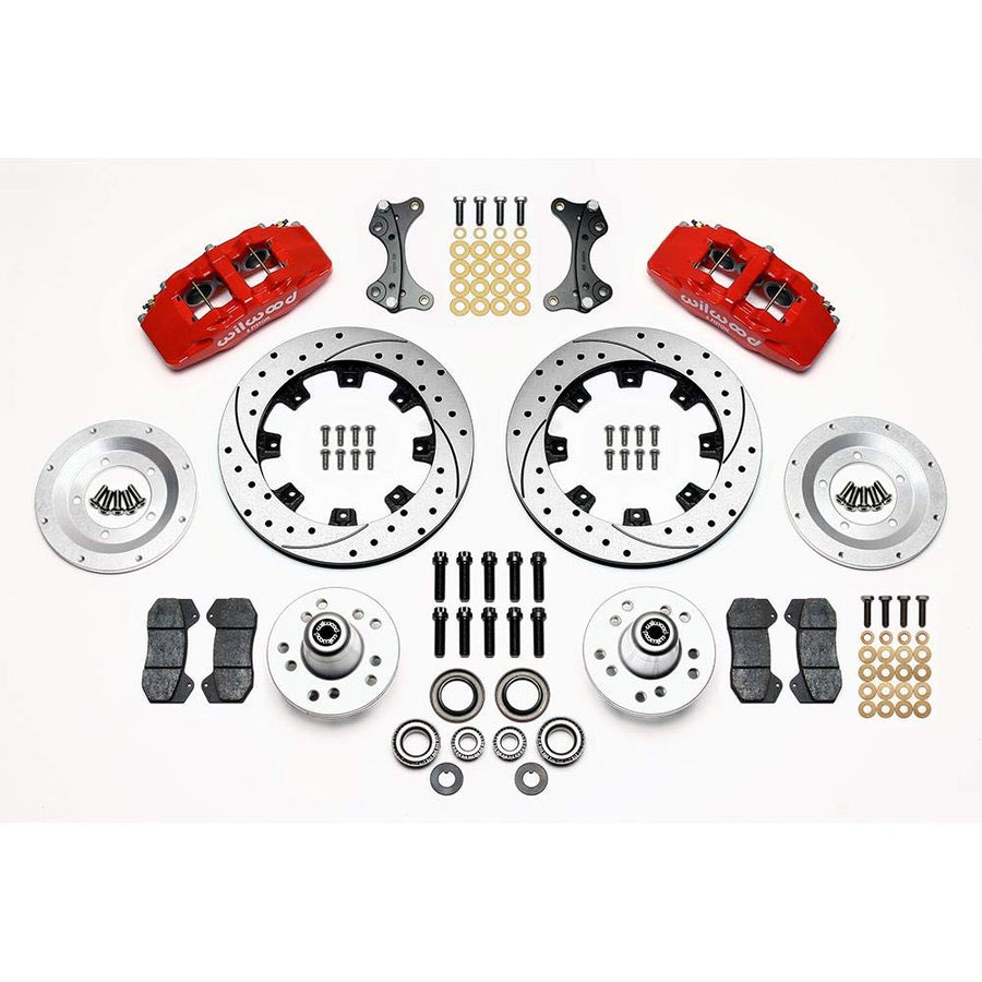 140-10741-DR WILWOOD DP6 Front Kit,12.19",Drilled,Red WWE ProSpindle