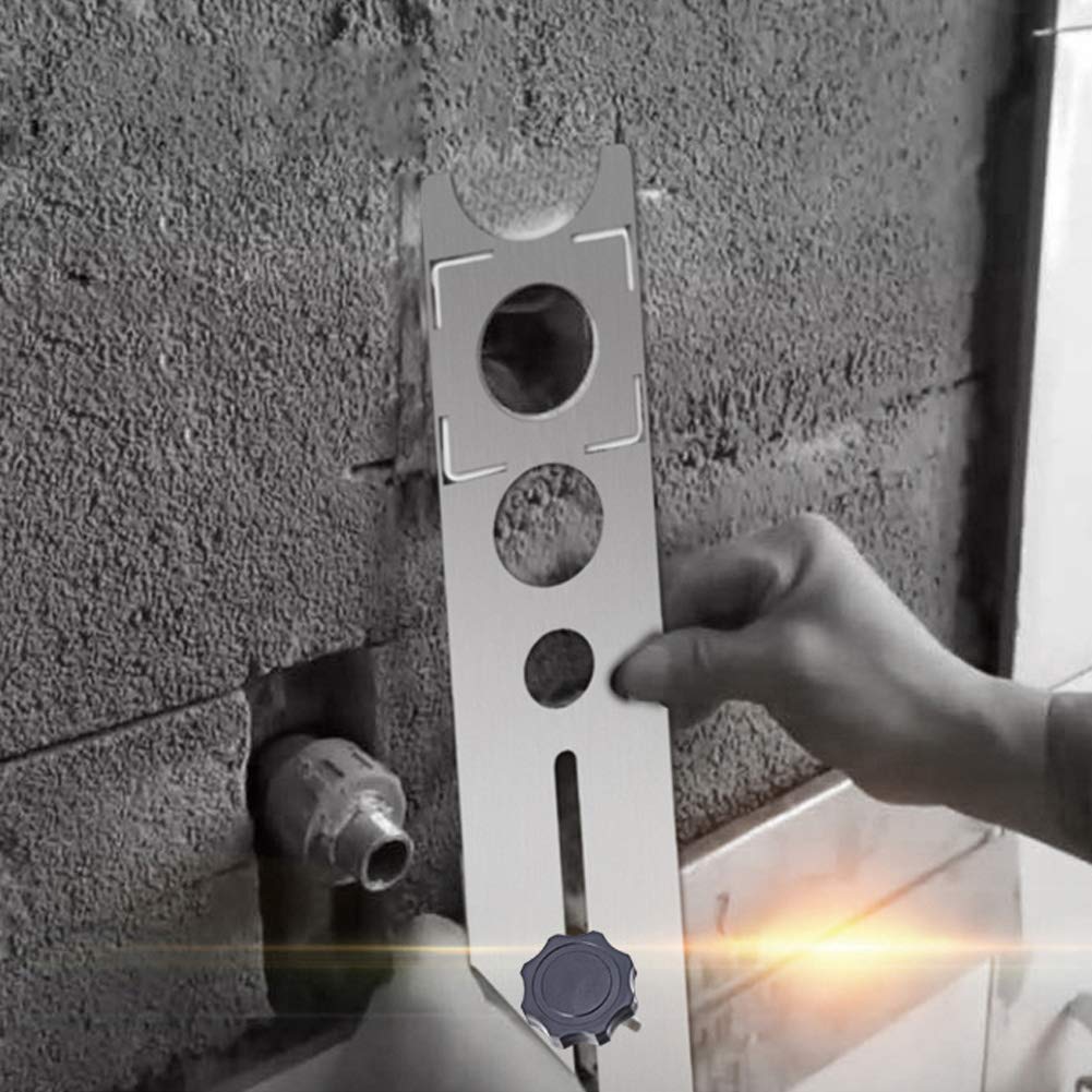 Durable Dengofng Punch Locator Ceramic Tile Measurement DIY Drill Guide Stainless Steel Hole Gauge Accurate Universal Portable