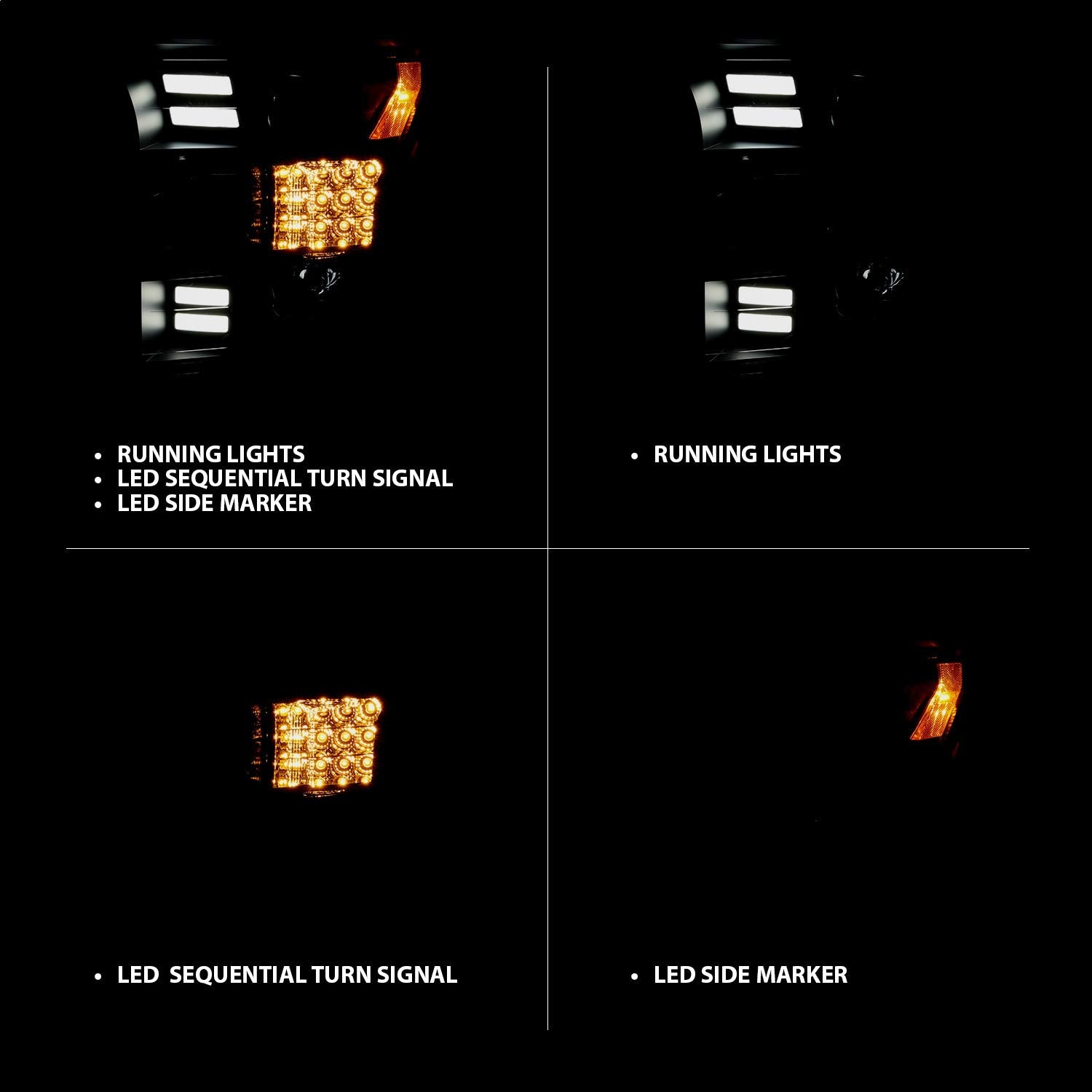 Projector Headlight Set Anzo USA 111409 w/Plank Style Design Chrome w/Amber Sequential Turn Signal