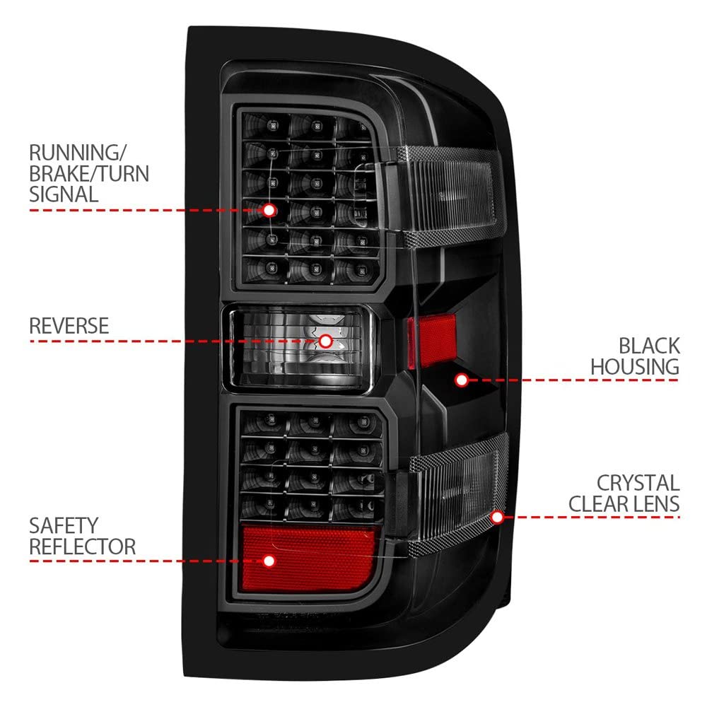 15-19 Chevy Silverado 2500HD/3500HD Anzo USA (Factory Halogen Only) LED Tail Lights Black w/Clear Lens (311423)