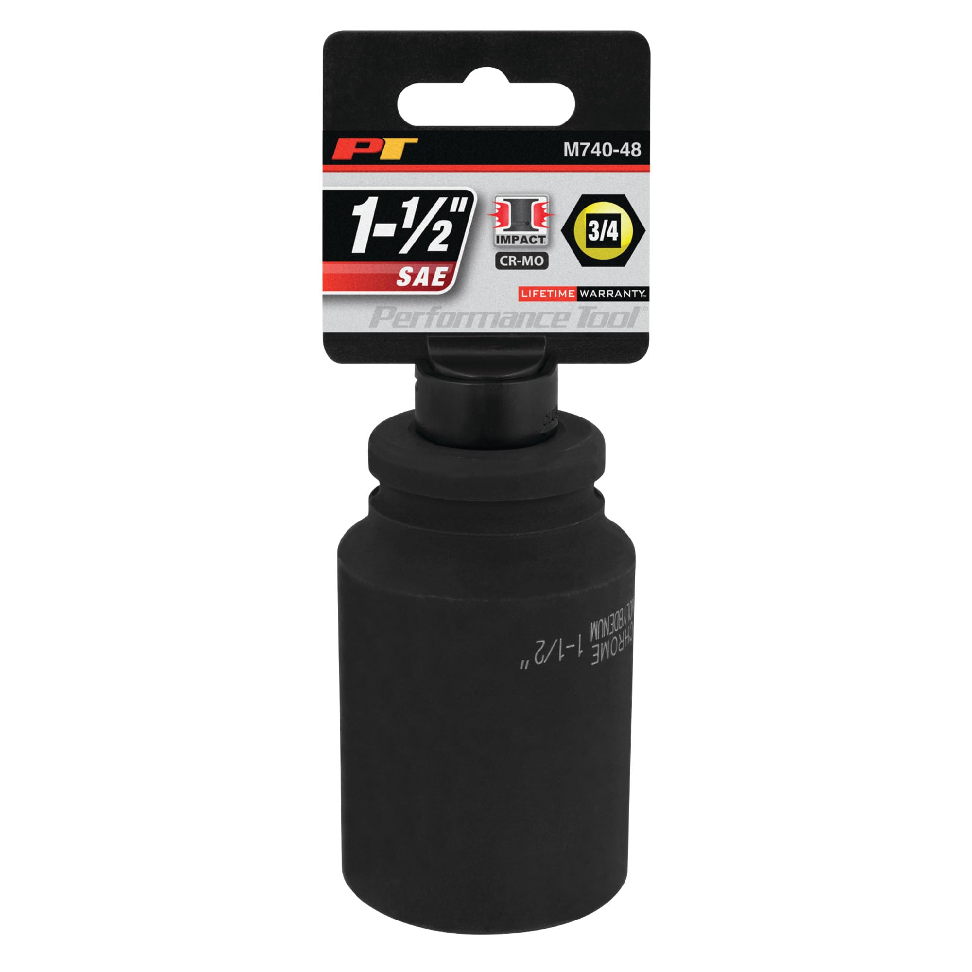 M742-48 Performance Tool, 3/4-Inch Drive 1-1/2-Inch 6pt Deep Wall Impact Socket - Chrome Moly Steel, Black Oxide Coated