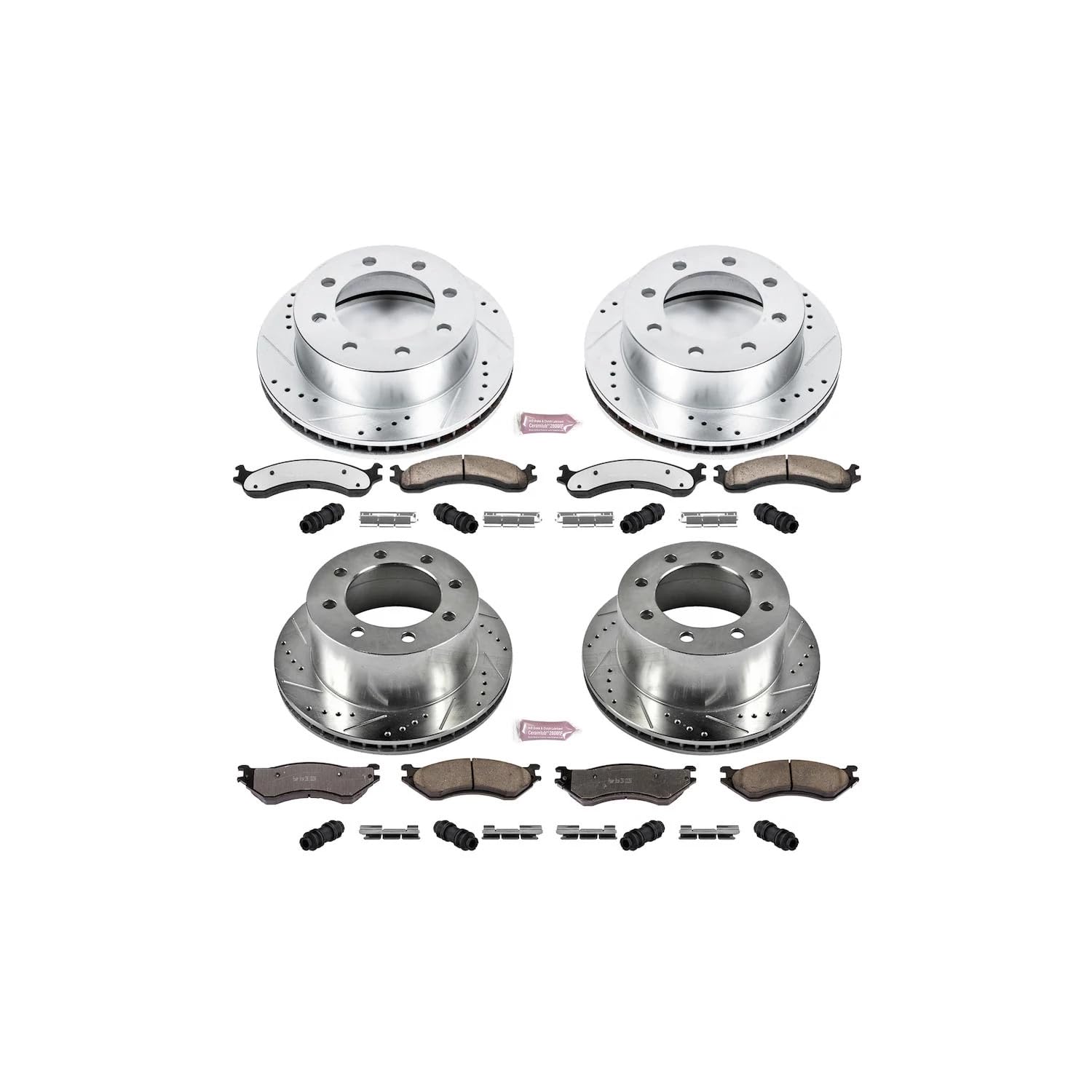 Power Stop Brake Kit Front and Rear For 2001 2002 Dodge Ram 2500 2001 2002 Dodge Ram 3500 - Truck & Tow Carbon Fiber Ceramic Pads & Drilled and Slotted Rotors Replacement, K5466-36