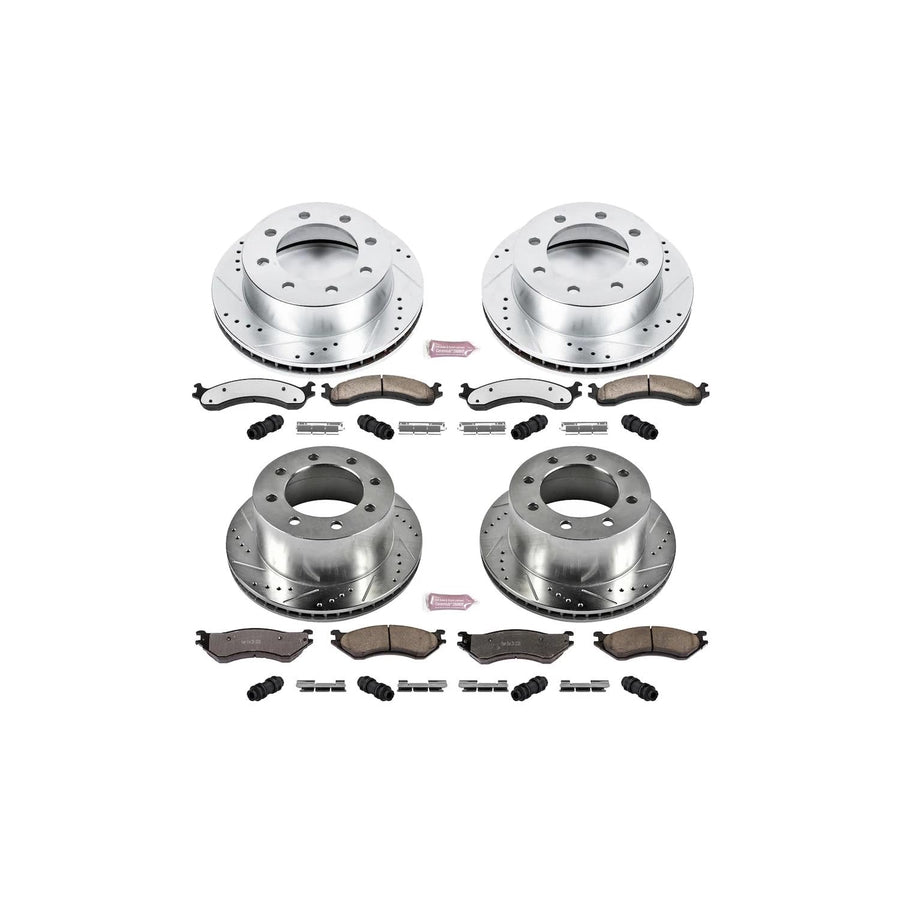 Power Stop Brake Kit Front and Rear For 2001 2002 Dodge Ram 2500 2001 2002 Dodge Ram 3500 - Truck & Tow Carbon Fiber Ceramic Pads & Drilled and Slotted Rotors Replacement, K5466-36