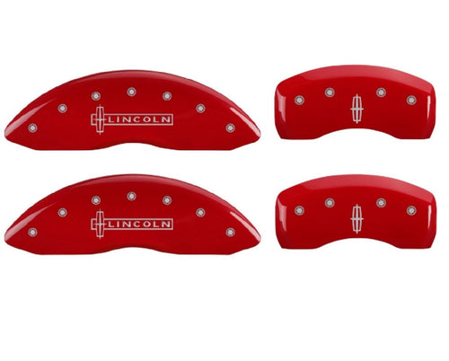 MGP Caliper Covers 36024SLC1RD Silver Characters Red Powder Coat Finish Disc Brake Caliper Cover (Set of 4)