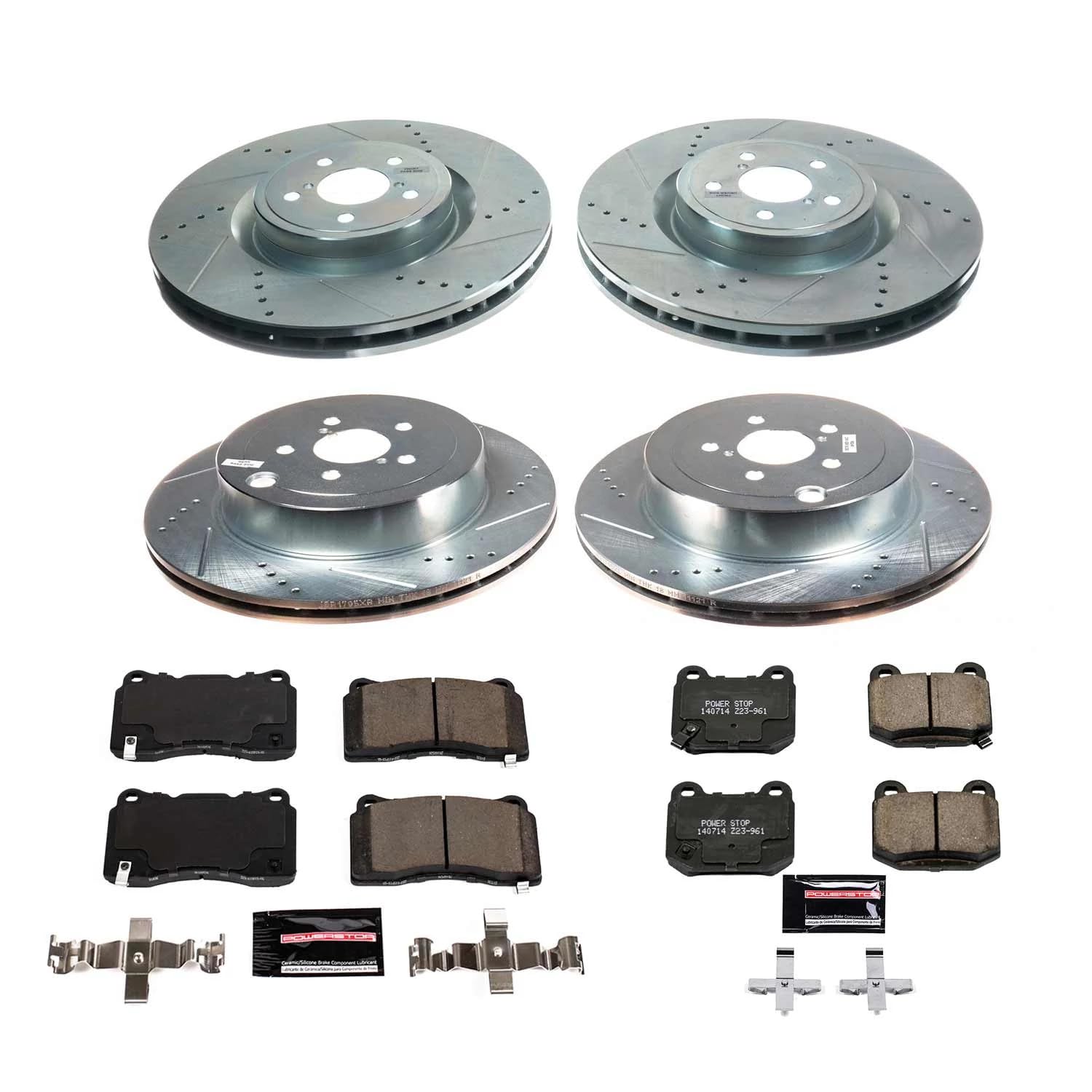 Power Stop Z23 K8611 Front and Rear Brake Kit-Drilled/Slotted Brake Rotors & Carbon Ceramic Brake Pads For Toyota 86 2019-2020 [Model Specific]