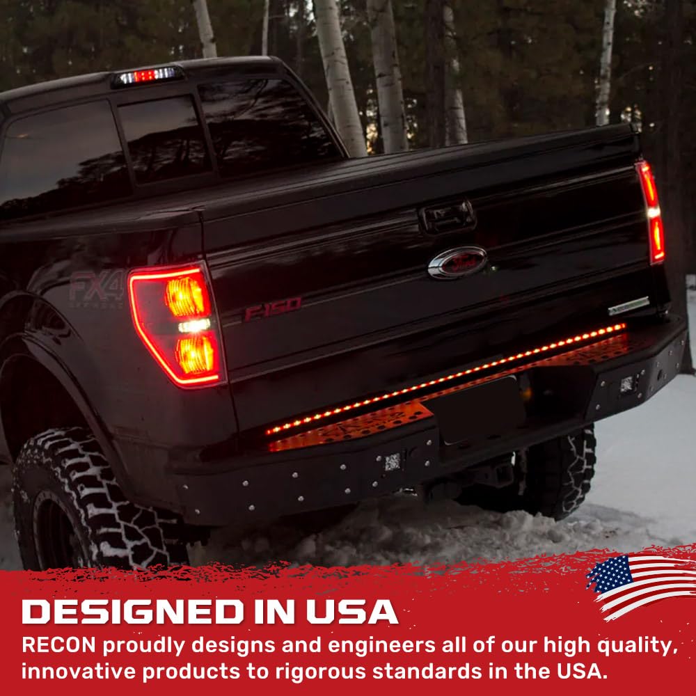RECON - 60" Universal Fit Tailgate Light Bar High Power Running LED Lights with Scanning Amber Signals, Brake & Reverse Lights for Trucks & SUVS
