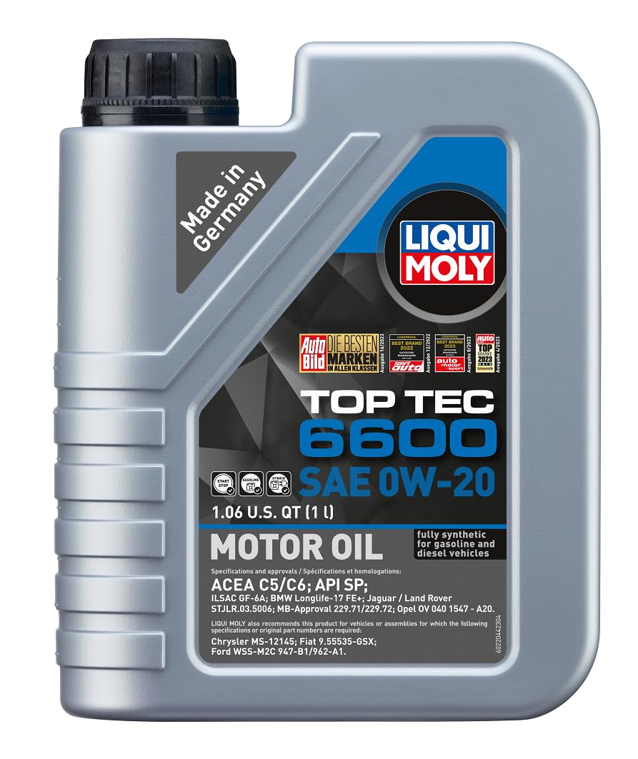 Liqui Moly SAE 0W-20 Top Tec 6600 | 1 L | Synthesis Technology Motor Oil | SKU: 22044
