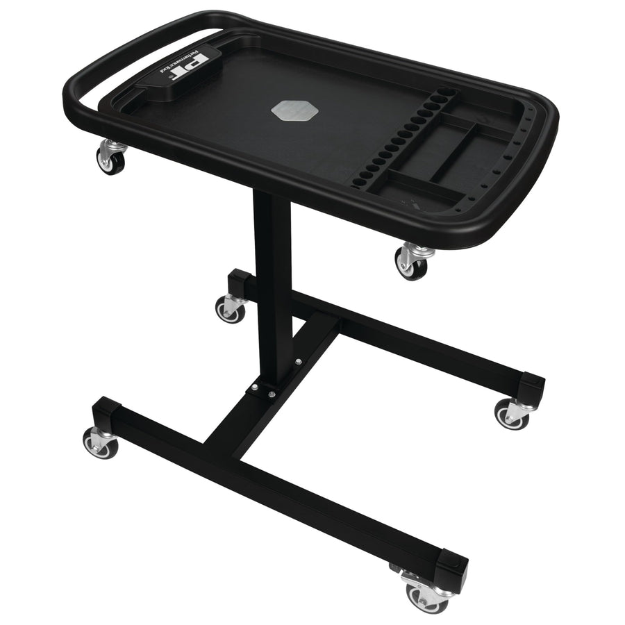W85039 Performance Tool 2-in-1 Adjustable Mobile Tool Table - Swivel Casters, Removable Magnetic Tool Tray, Steel, Black