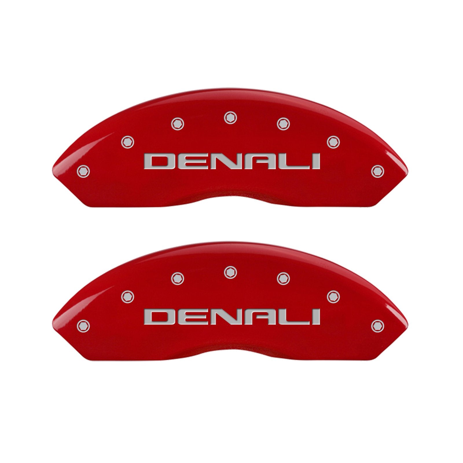 MGP Set of 4 Caliper Covers 34212SDNLRD, Engraved Front and Rear: Denali, Red Powder Coat Finish, Silver Characters