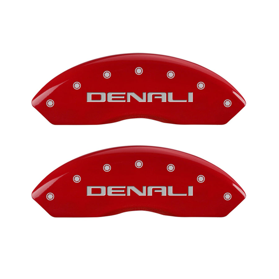 MGP Set of 4 Caliper Covers 34212SDNLRD, Engraved Front and Rear: Denali, Red Powder Coat Finish, Silver Characters