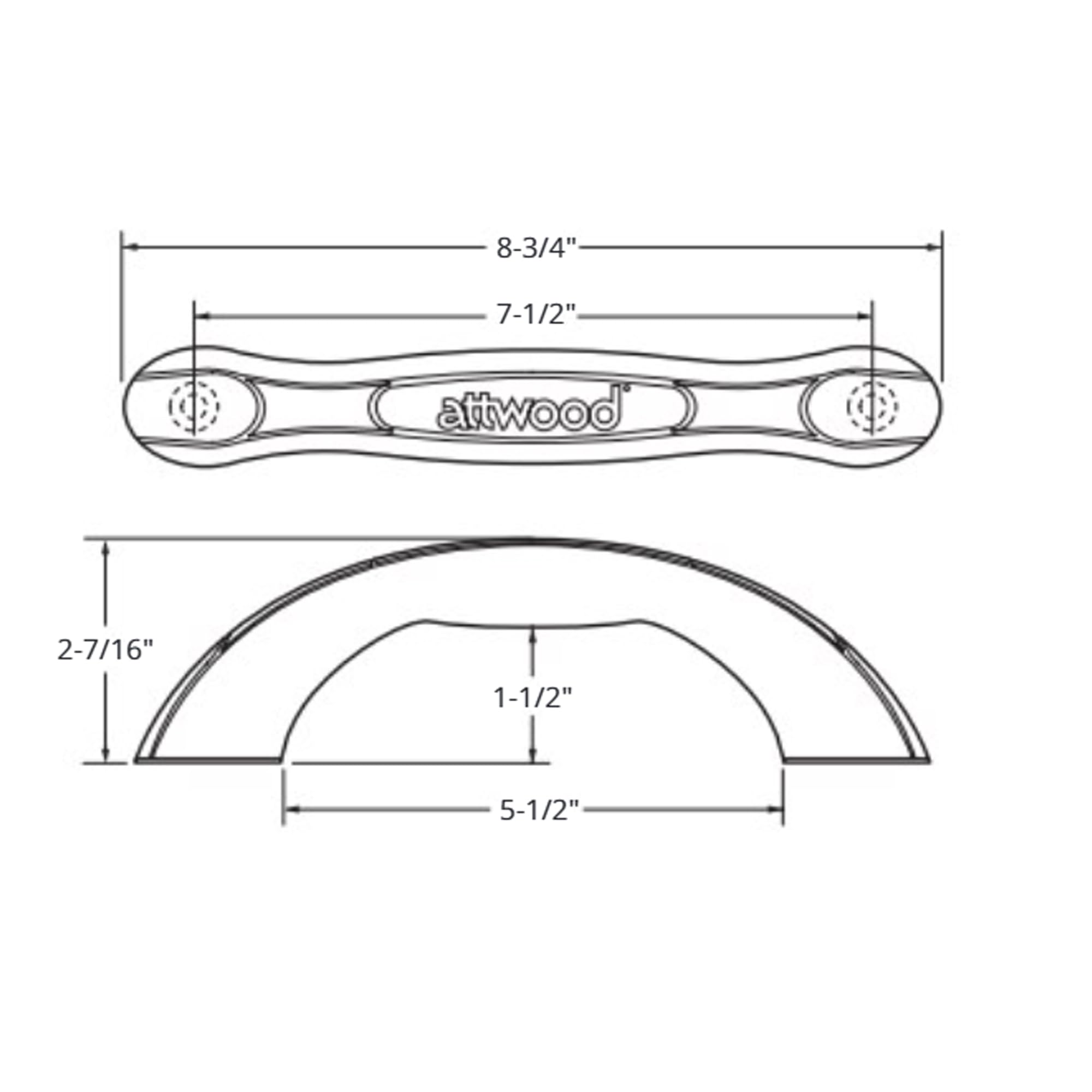 Attwood Ergonomic One-Piece Vinyl Grab Handle 2054-5 – 8.75", Black, Durable Marine-Grade Design for Boats & RVs