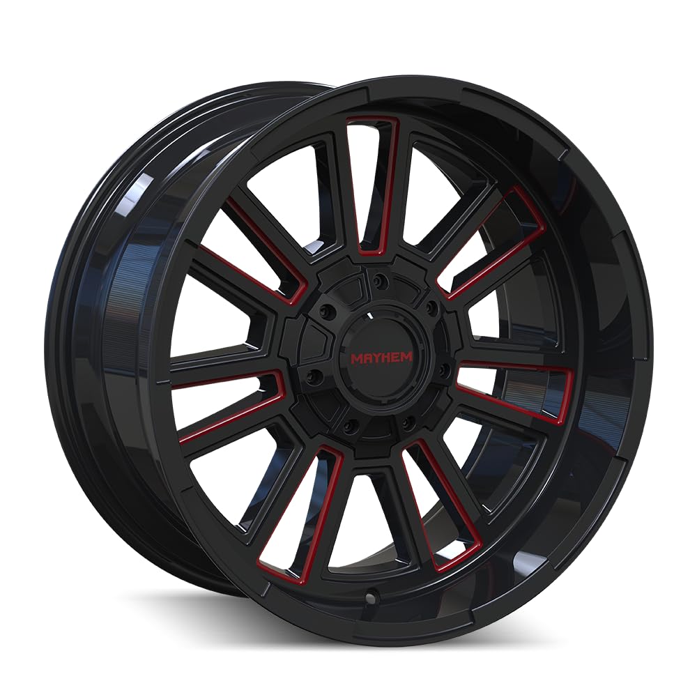 Apollo MAYHEM 8115 Gloss Black Milled Prism RED Milled 20-10 8-165.1 -19MM 125.2MM