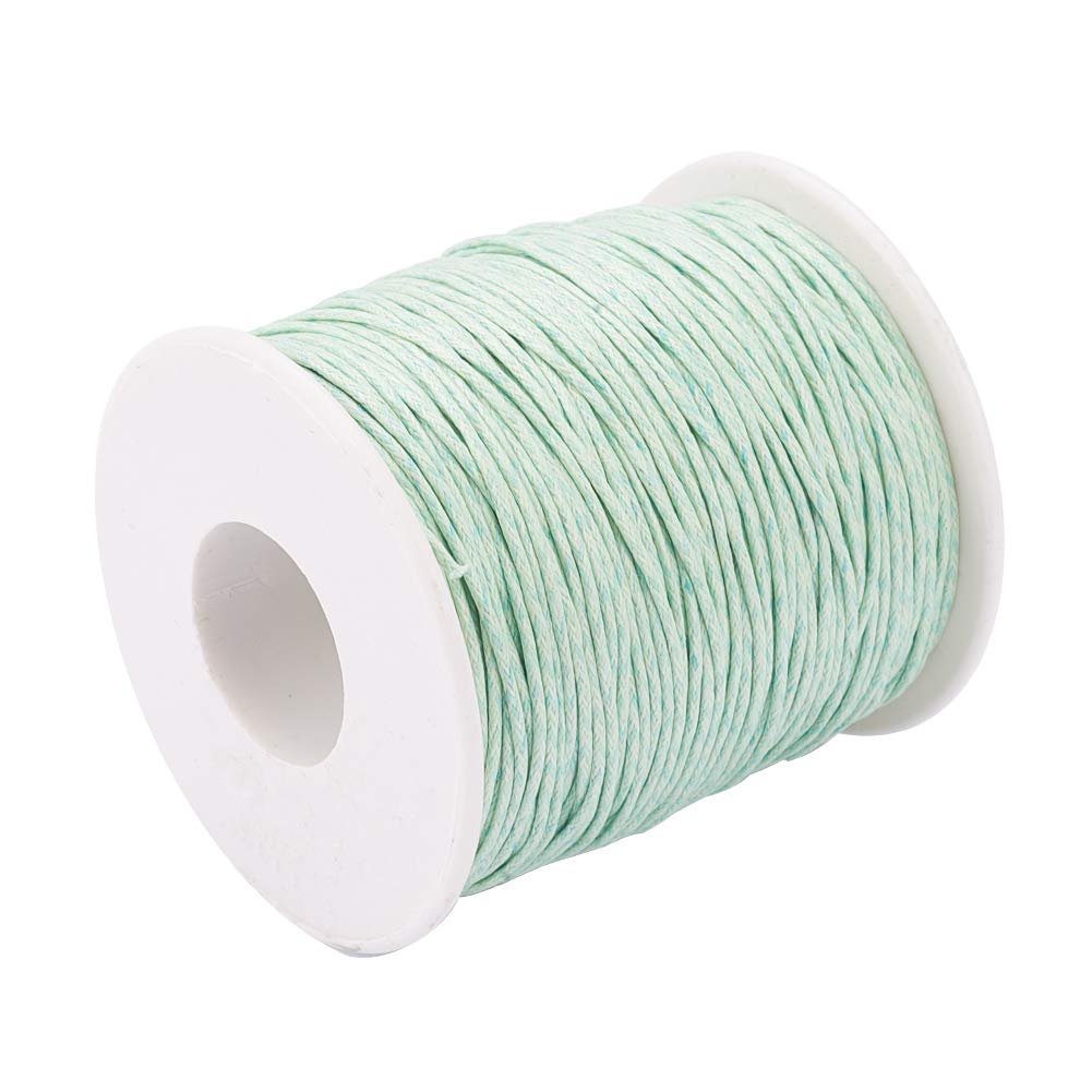 100 Yards JEWELEADER Waxed Cotton Cord, Waxed Beading String 1mm for Jewelry Bracelet Making Macrame Crafting DIY Leather - Pale Green