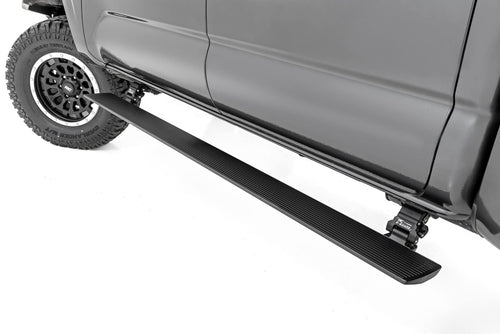 Power Running Boards Rough Country with LED Step Lights for Toyota Tacoma, Double Cab (2005-2023) - Dual Motor i-Force Electric Powerstep Board & Retractable Truck Steps
