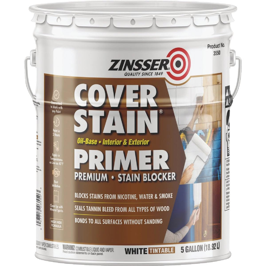 Zinsser 03550 5 gal White Cover-Stain Oil-Based Stain Block Primer, 350 VOC