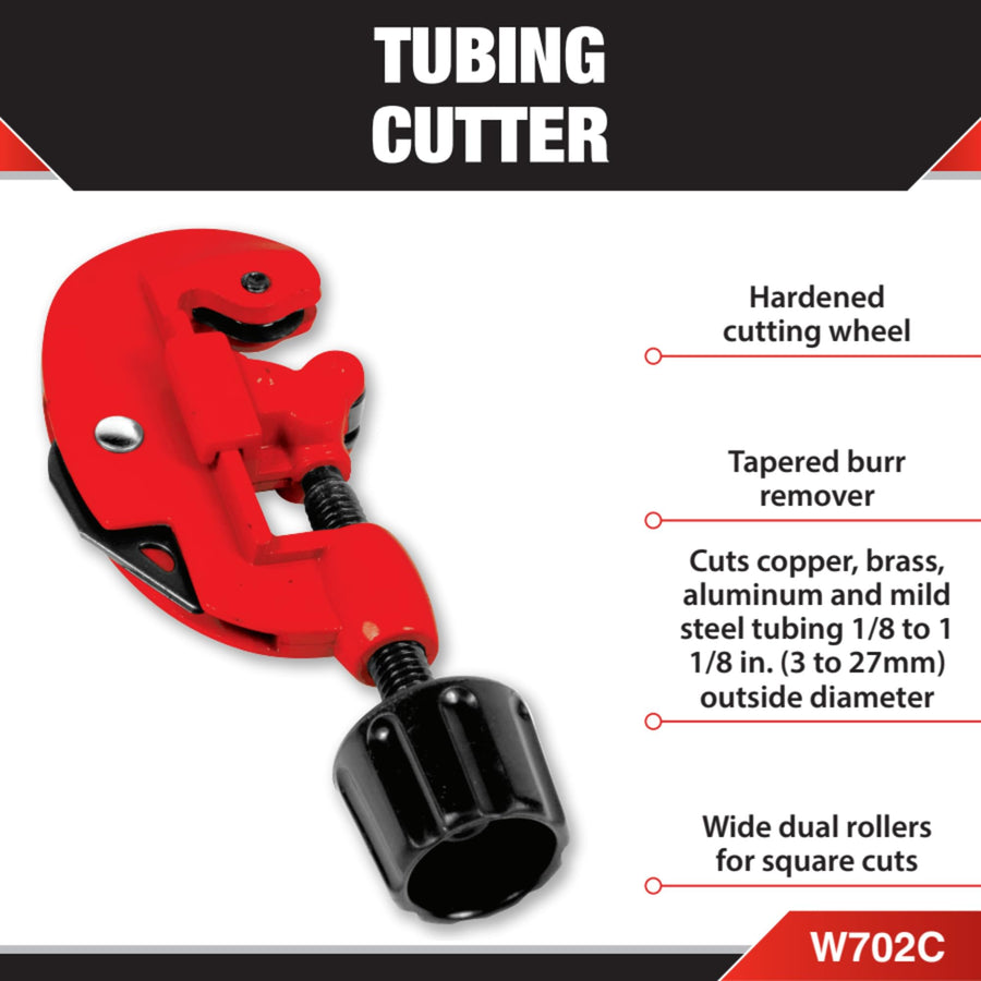 W702C Performance Tool Tubing Cutter - Professional Grade Pipe Cutting Tool for Copper, Brass, Aluminum, Thin Stainless Steel and Plastic Pipes