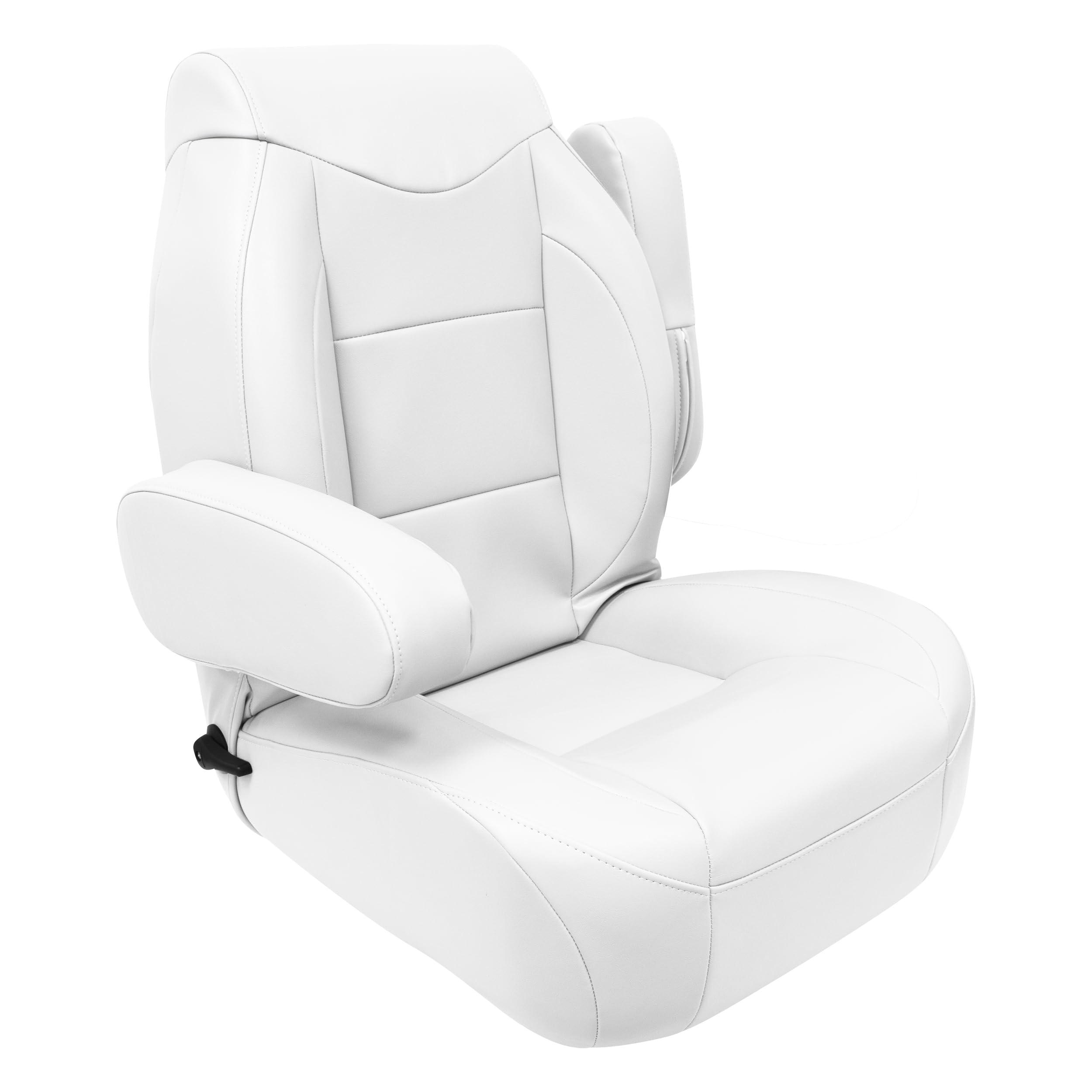 High Back Wise 3126-784 Premier Pontoon/Boat Reclining Helm with Flip Up Arm Rests - Brite White