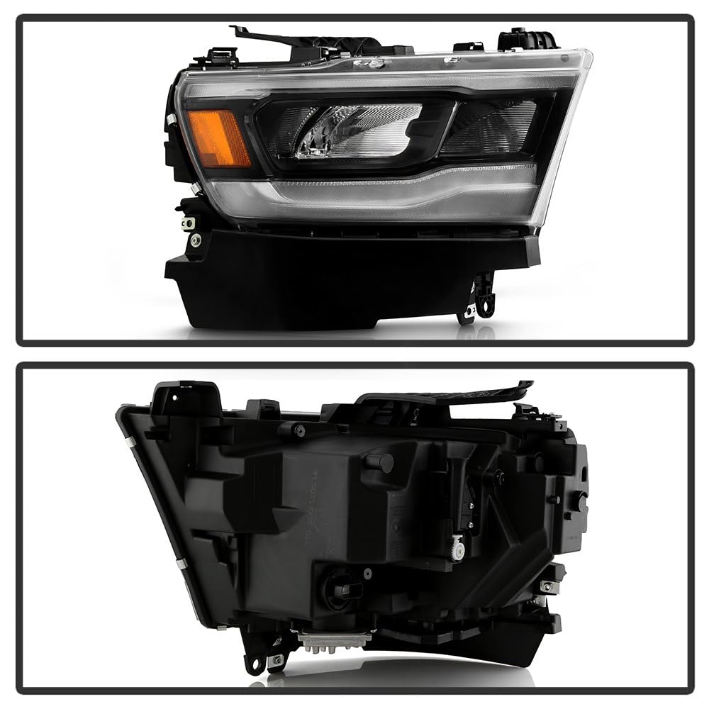 Dodge Ram 1500 Spyder (POE) 19-22 Black Bezel Full LED w/DRL Headlight - OE Right