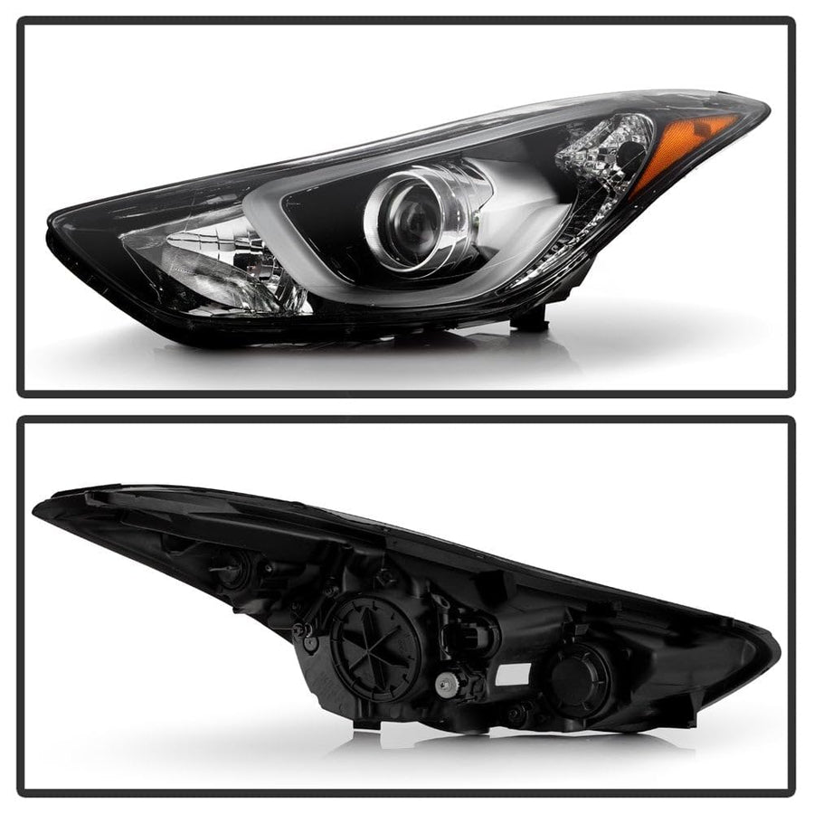 Hyundai Elantra 11-16 Spyder (xTune) Halogen w/LED DRL Headlight - Low Beam-HB3(Included) ; High Beam-H7(Included) ; Signal-PY21W(Included) - Black