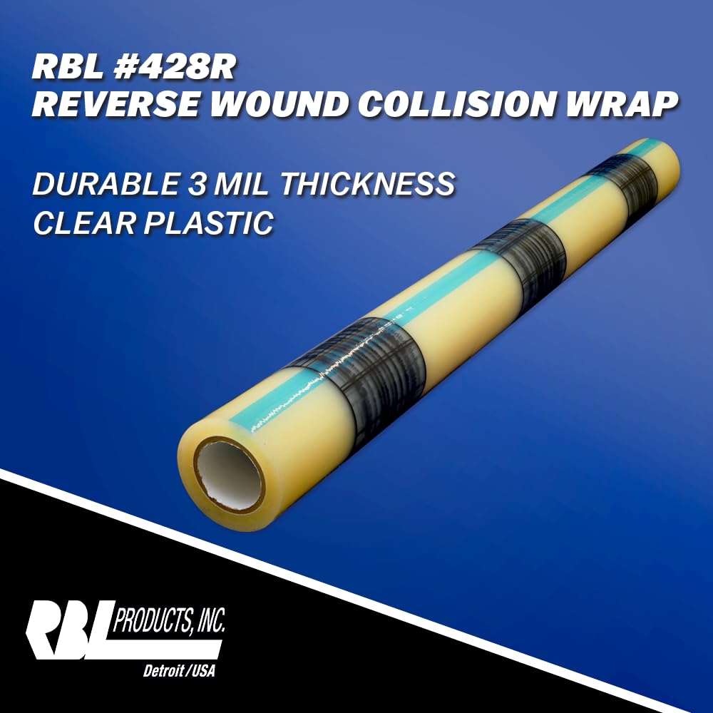 Collision Wrap Film RBL Products 428R 36" x 120' – Self-Adhesive Protective Plastic Film for Damaged Vehicles – UV Resistant, Clear Auto Wrap Barrier
