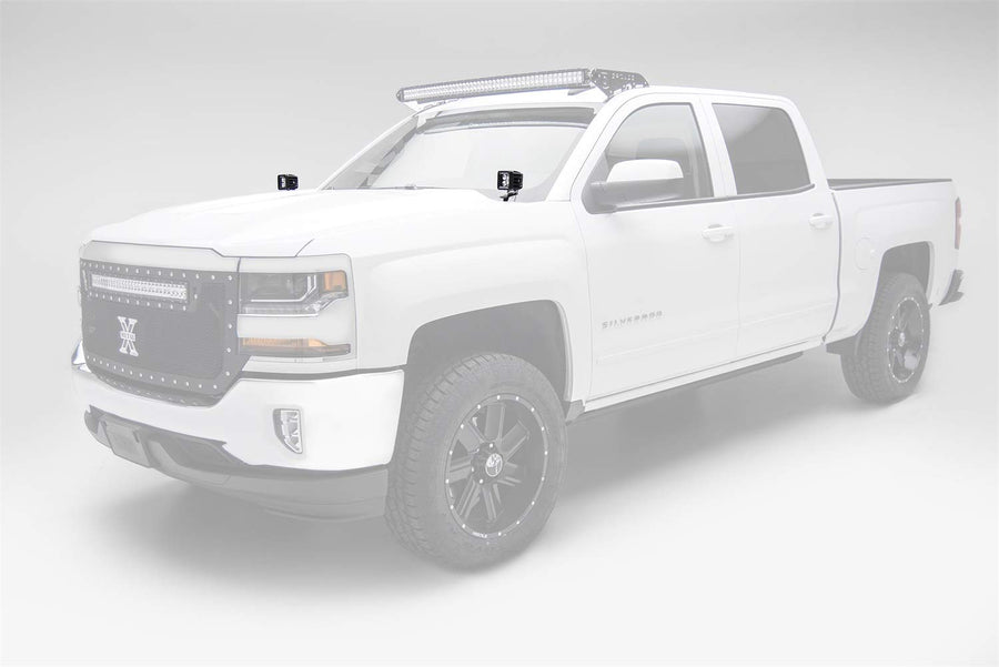 ZROADZ LED Ditch Hood Hinge Kit - Compatible w/ 2014-2018 GMC Sierra 1500 - Incl. (2) 3 Inch Pod LED Lights - Mild Steel Gloss Black Finish - Easy Bolt-On Installation - PN #Z362081-KIT2
