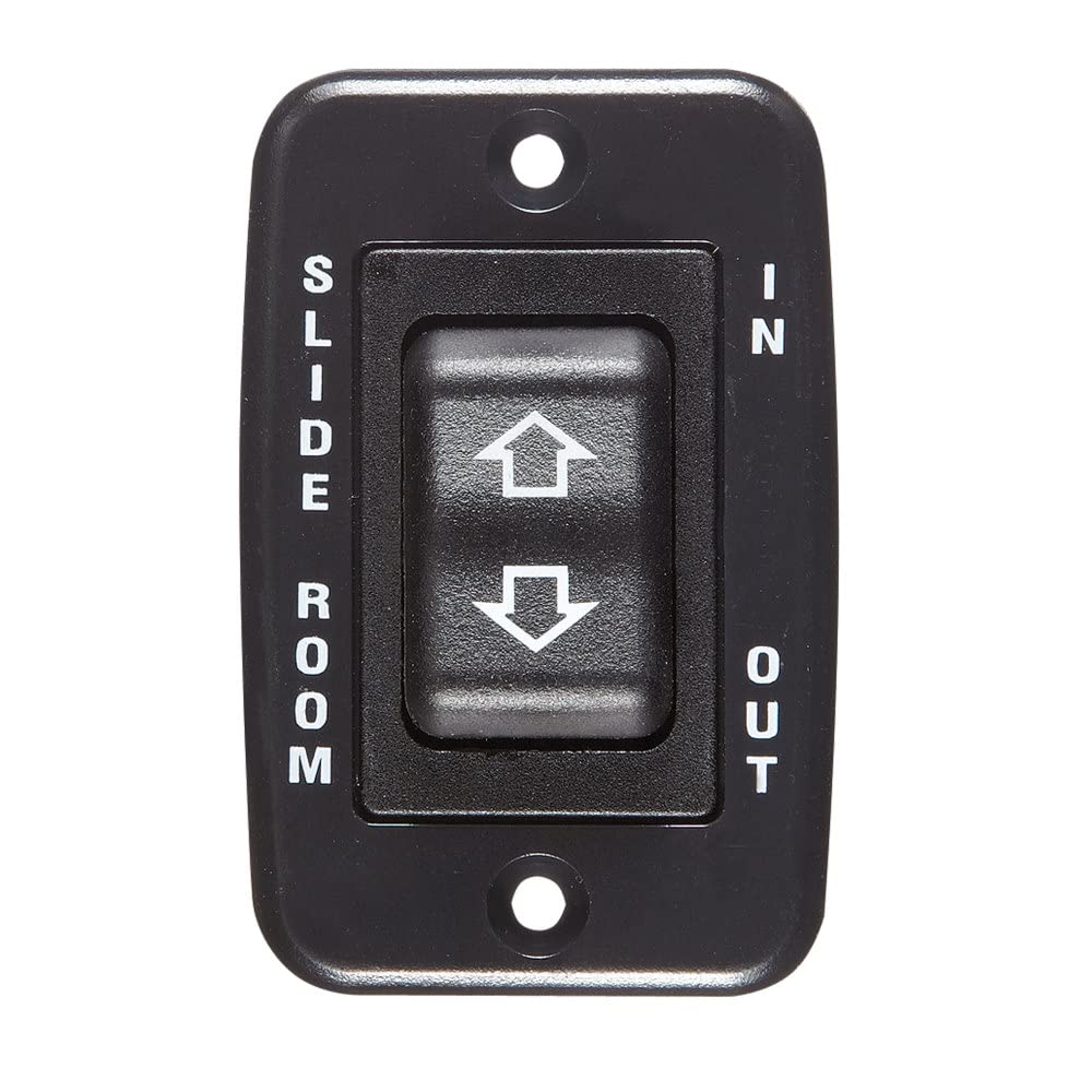 Slide In / Slide Out Contoured Switch, RV Designer S141, 20 Amp Continuous, 40 Amp Peak, Black, DC Electrical, 2.3 Inch
