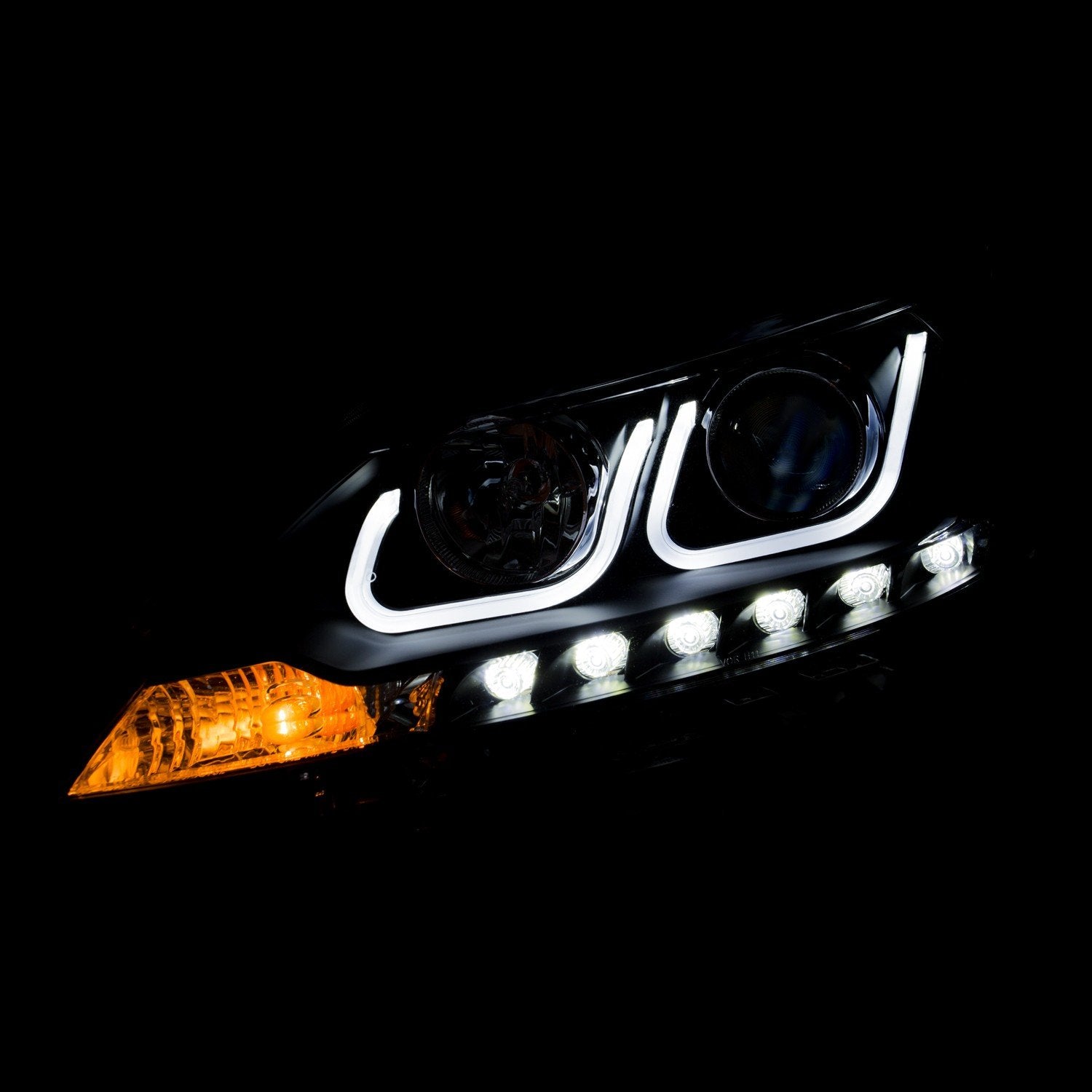 Projector Headlight AnzoUSA 121487 for Nissan Sentra Black/Clear/Amber