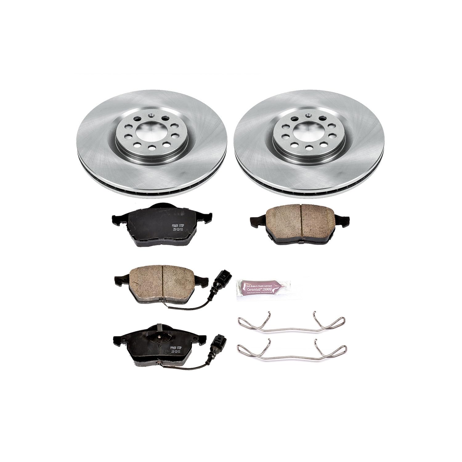 POWERSTOP Autospecialty KOE914 Front Replacement Brake Kit-OE Brake Rotors & Ceramic Brake Pads For Audi TT, Audi TT Quattro, VW Golf, VW Jetta [Model Specific]