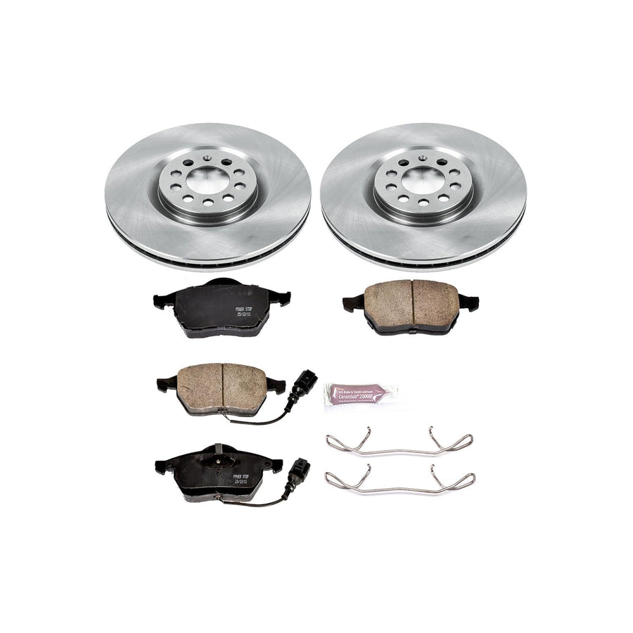 POWERSTOP Autospecialty KOE914 Front Replacement Brake Kit-OE Brake Rotors & Ceramic Brake Pads For Audi TT, Audi TT Quattro, VW Golf, VW Jetta [Model Specific]