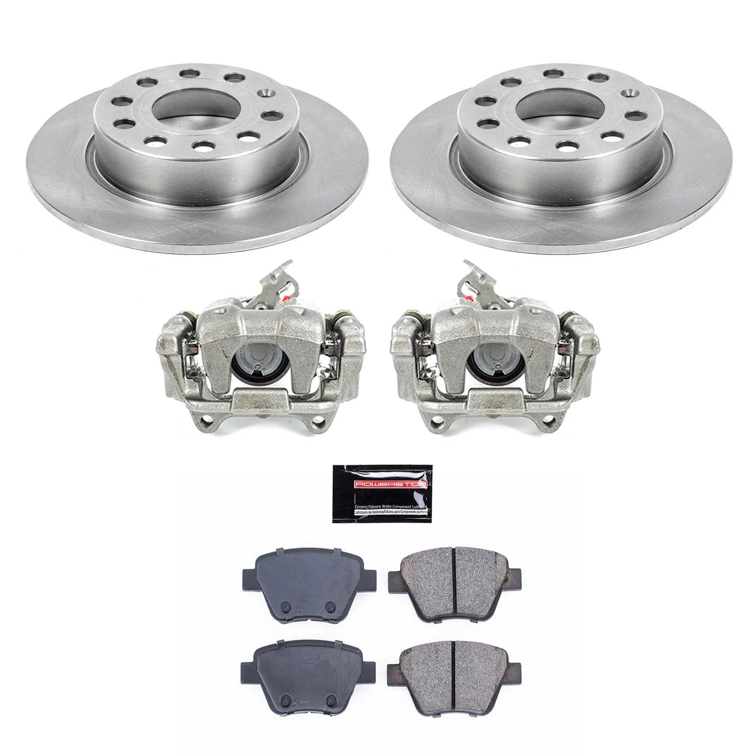 Power Stop KCOE6577 Autospeciality Rear Brake Caliper Kit- Brake Rotors, Ceramic Brake Pads, Brake Calipers