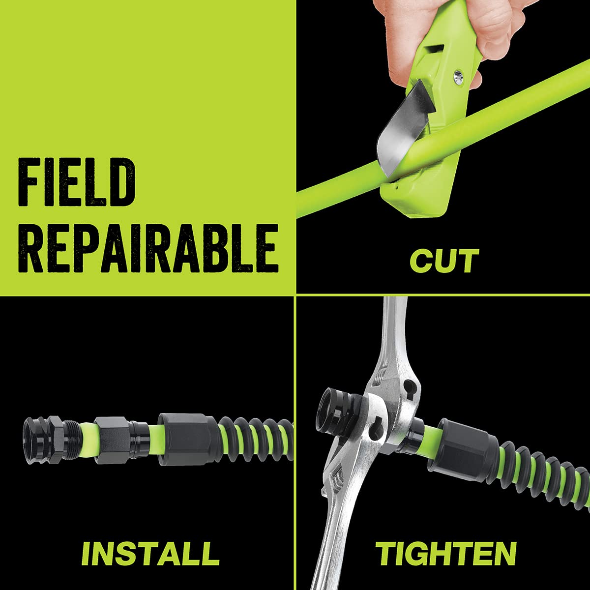 Flexzilla Pro Water Hose with Reusable Fittings 100 Feet | All Weather Flexibility | Leak Free Connections | Under Pressure Won't Kink | Lightweight