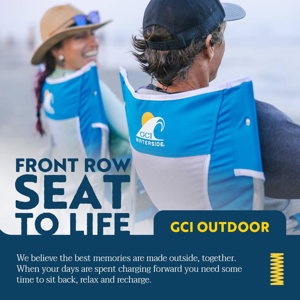 GCI Outdoor Beach Rocker Folding Waterside Chair & Portable Rocking Chair, Saybrook Blue