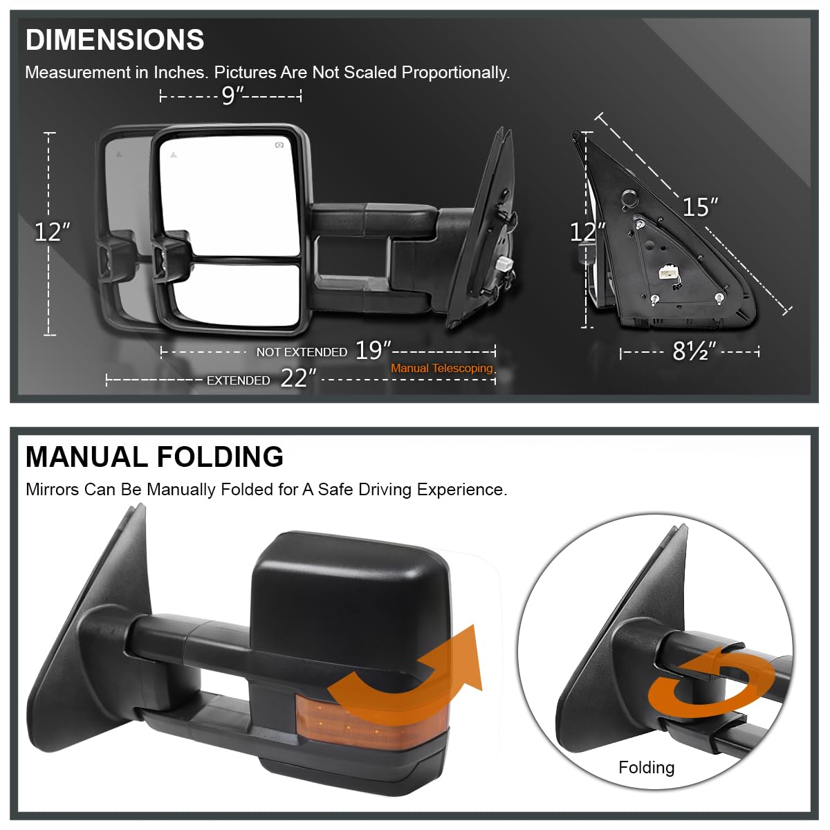 Spec-D Tuning Heated Power Tow Mirrors w/LED Signal + Blind Spot Compatible with 2007-2021 Toyota Tundra, 2008-2017 Toyota Sequoia Left + Right Pair