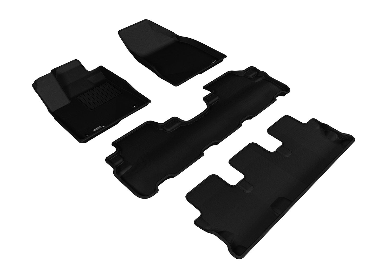 Toyota Highlander 2014-2019 3D MAXpider - L1TY16301509 Custom Fit All-Weather Car Floor Mats Liners, Kagu Series (1st, 2nd & 3rd Row, Black)