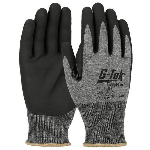 Seamless Knit PolyKor® Blended Glove G-Tek 555-L with Nitrile Coated Foam Grip on Palm & Fingers - Touchscreen Compatible