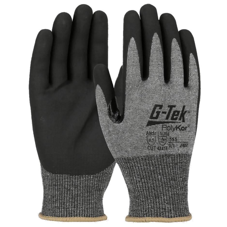 Seamless Knit G-Tek 555-XL PolyKor® Blended Glove with Nitrile Coated Foam Grip on Palm & Fingers - Touchscreen Compatible