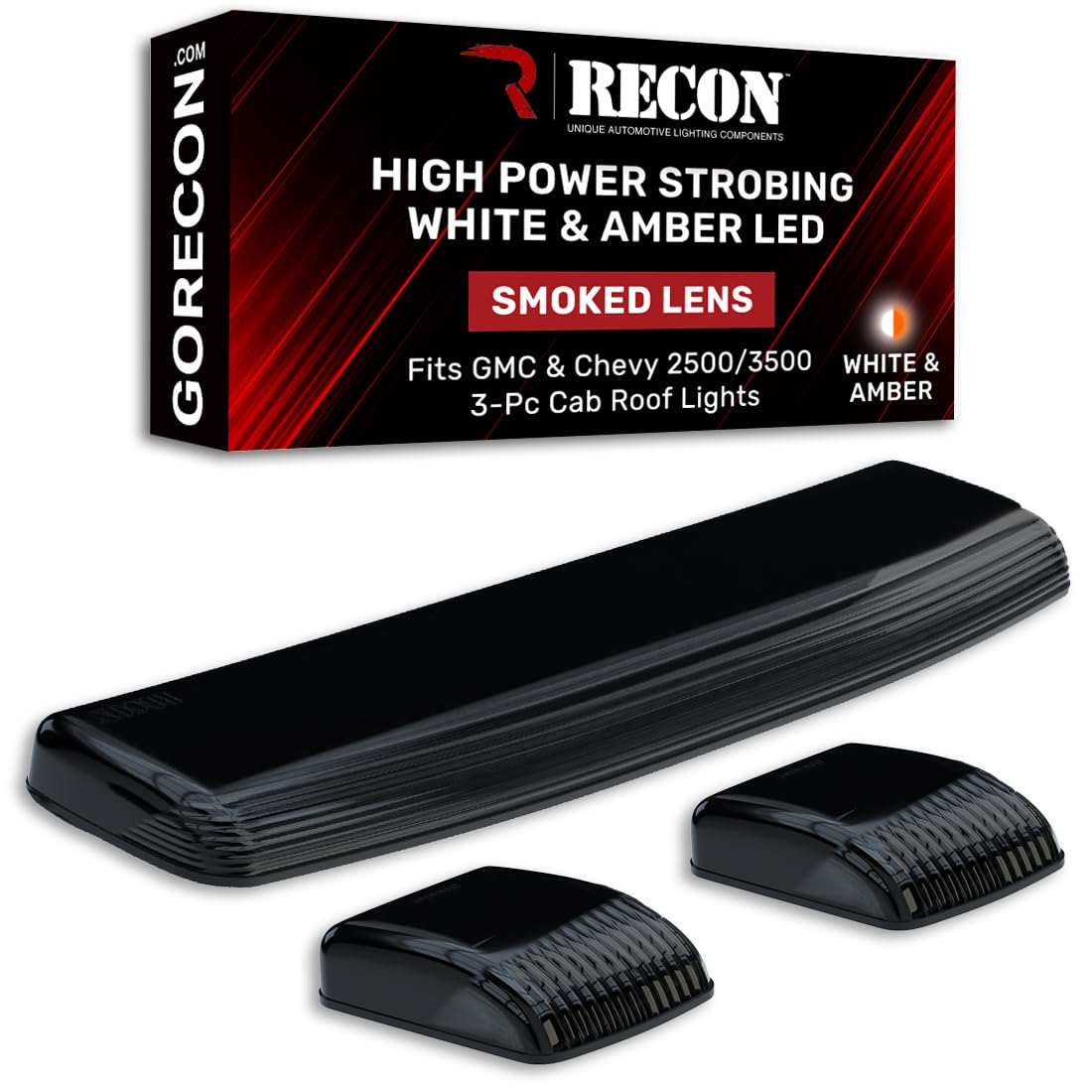 Cab Roof Light Kit Recon Truck Accessories 264157BKS Fits Chevrolet Silverado 2500 HD