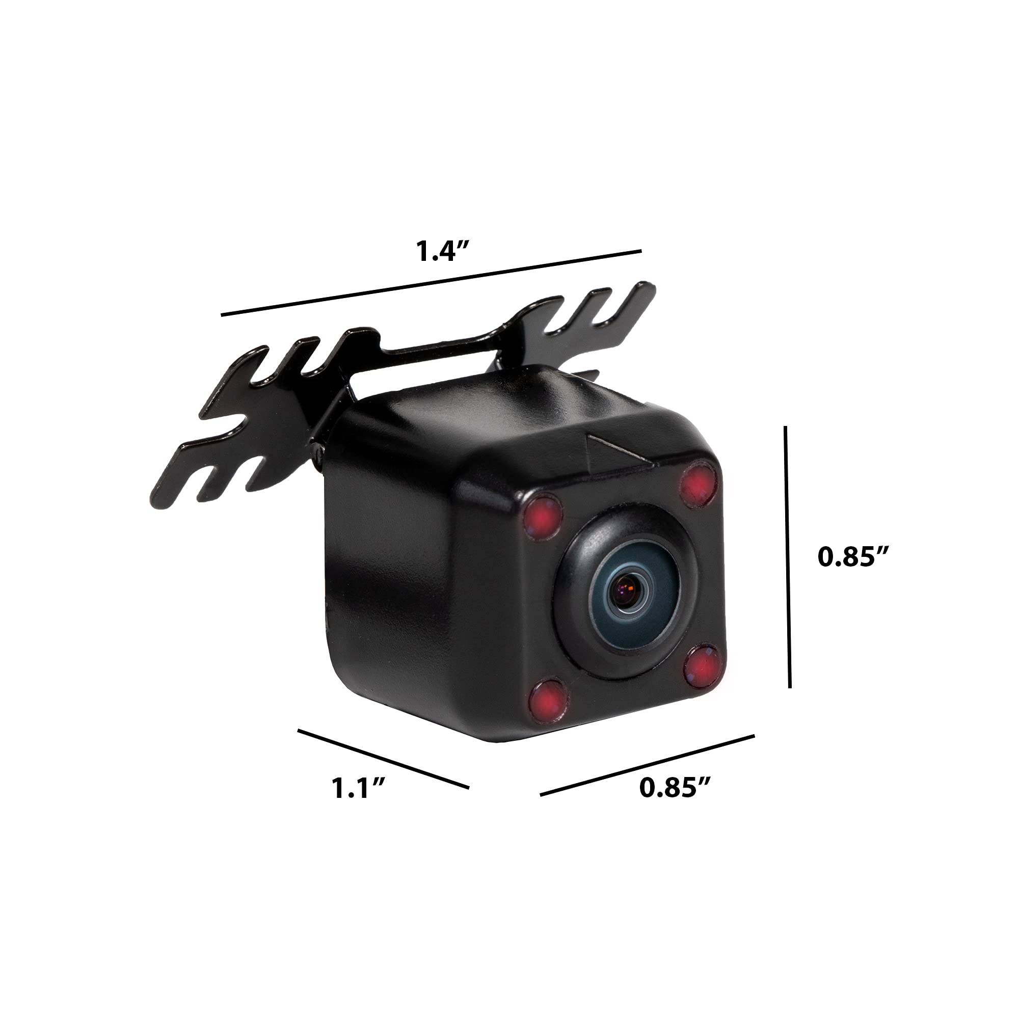 CM-LED4 RYDEEN Backup/Front Wide View CMOS Camera with Invisible IR NightVision, Waterproof, OEM Style ABS Housing, Wing Mount, Reverse Trigger, for Cars Pickup Trucks, SUVs, RVs, Vans (Black)