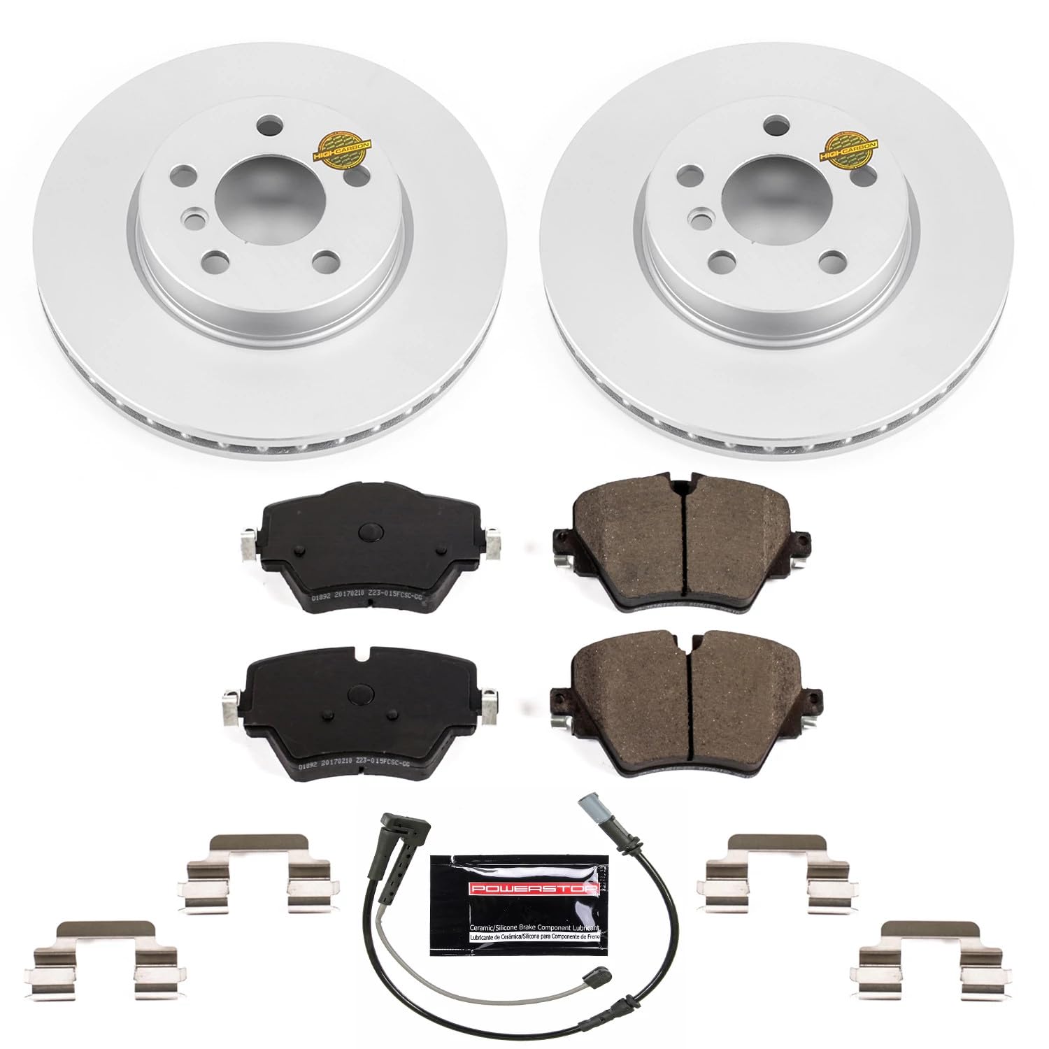 Power Stop CRK8323 Brake Rotors and Z23 Carbon Fiber Front Pads Kit For Mini Cooper Clubman 2019 [Model Specific]