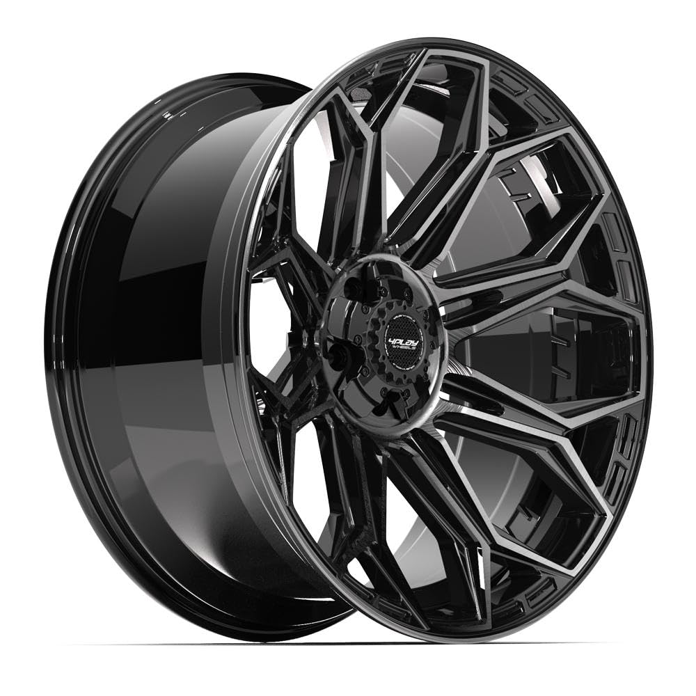 22 Inch 4PLAY Wheels Rim 4P83 Fits 5x127 & 5x139.7 22x10 Gloss Black Brushed with Tinted Clear (1)