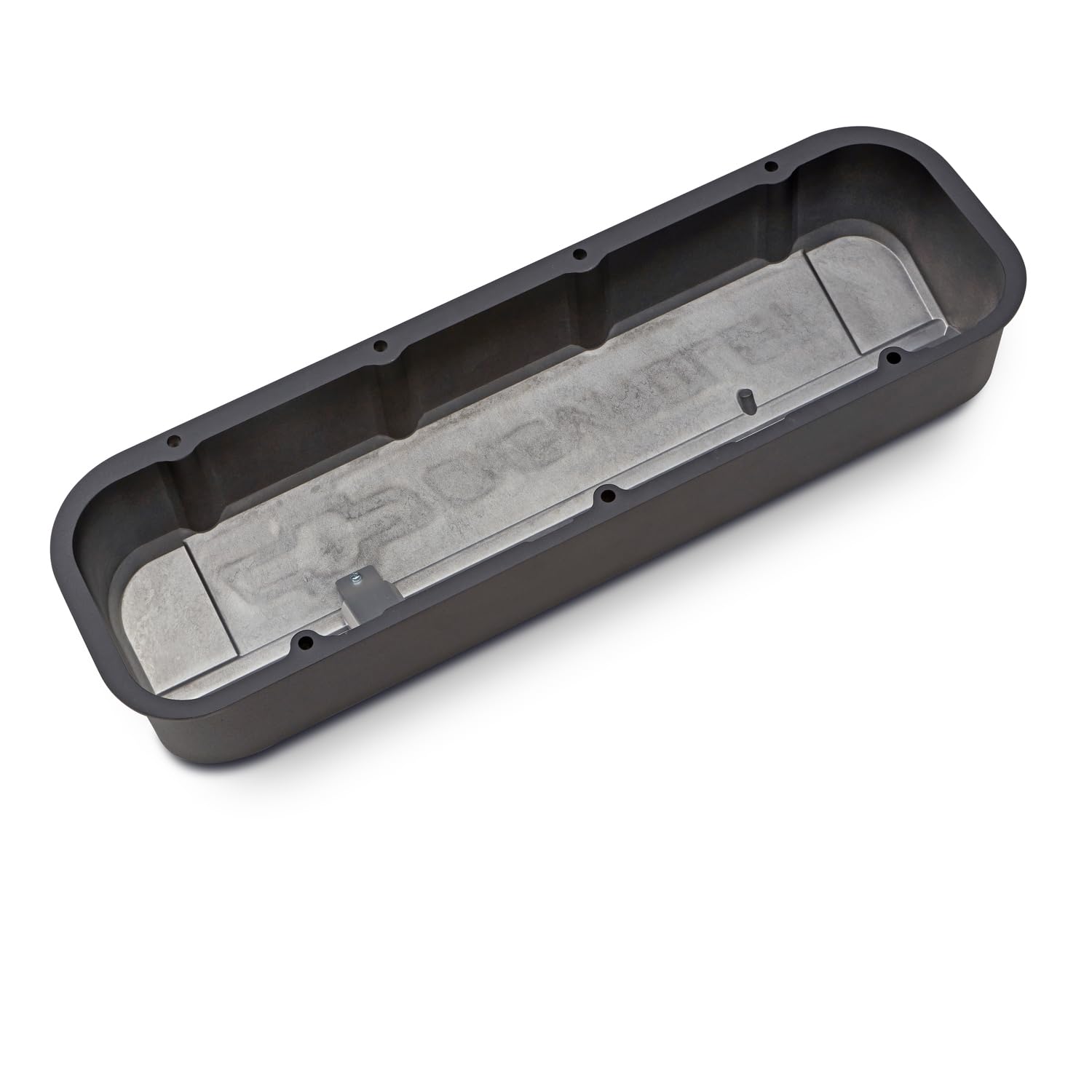 Proform Slant-Edge Valve Cover, Tall, Baffled, Breather Hole, Recessed Chevrolet Logo, Aluminum, Black Crinkle Powder Coat