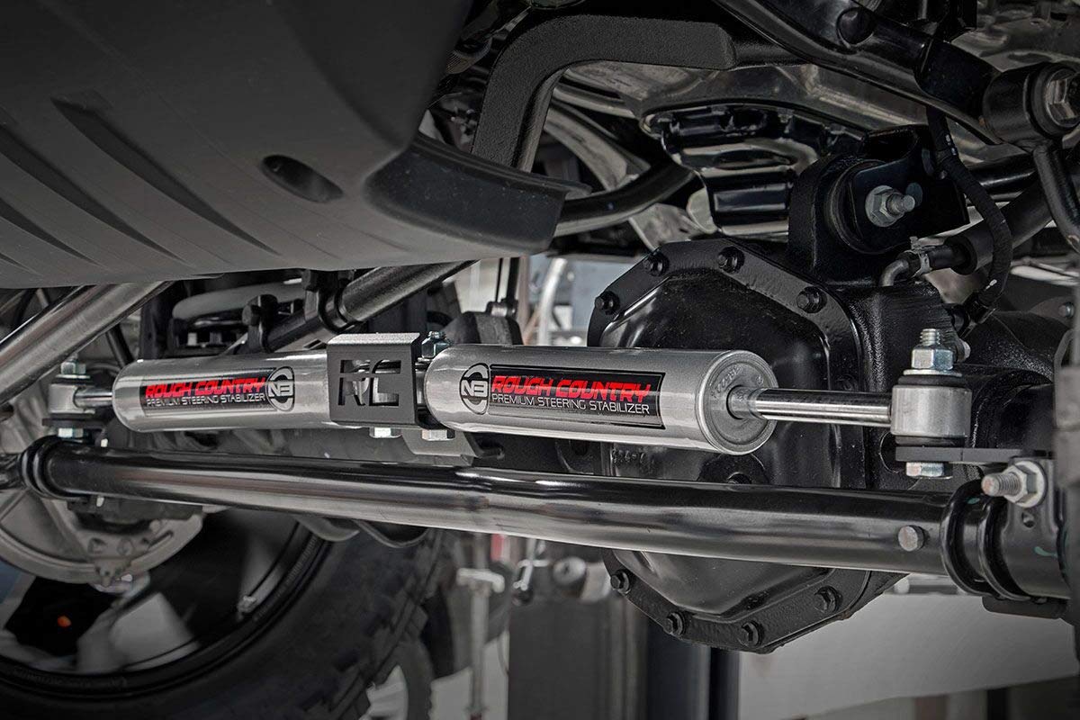 Rough Country Dual N3 Steering Stabilizer for Jeep Wrangler JL & Gladiator JT (2018-2025) with 2.5-8" Lift - Enhanced Control & Reduced Vibration, Easy Install