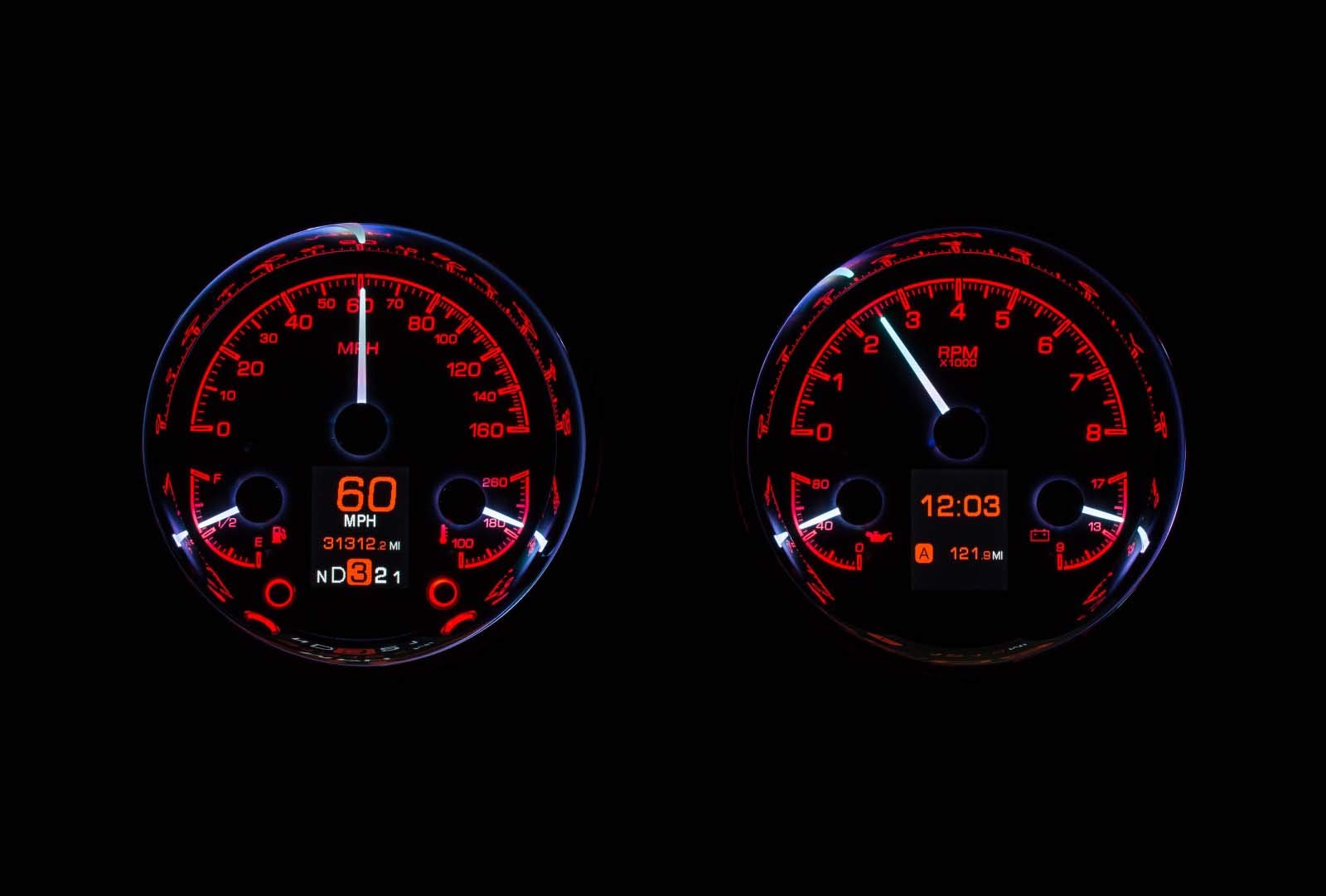 Dakota Digital Dual Universal 5.4" Round Analog Gauges Kit Black HDX-2014-K