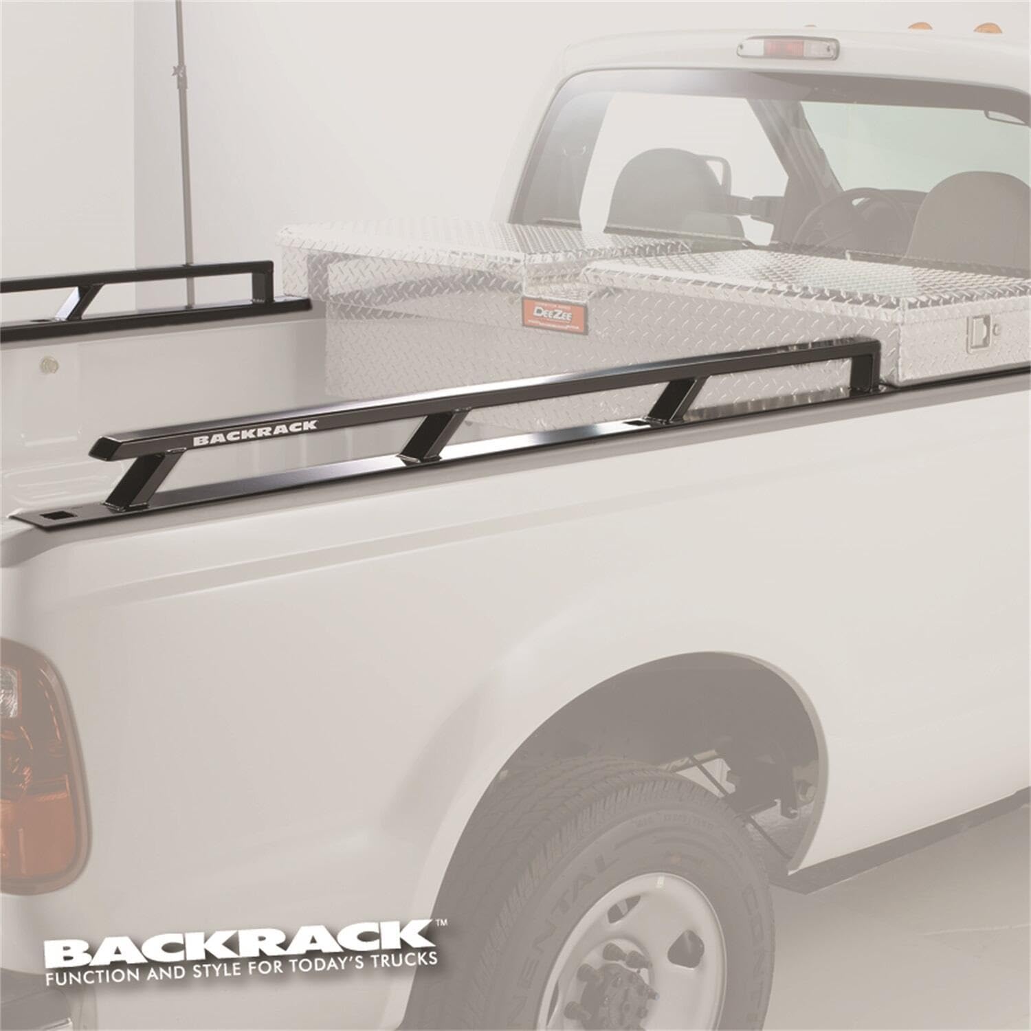 BACKRACK RealTruck Side Rails to use w/ 21" Toolbox | Black, No Drill | 80524TB | Fits 2020-2025 Chevrolet/GMC Silverado/Sierra 2500 HD/3500 HD; 2019-2025 Chevrolet/GMC Silverado/Sierra 1500