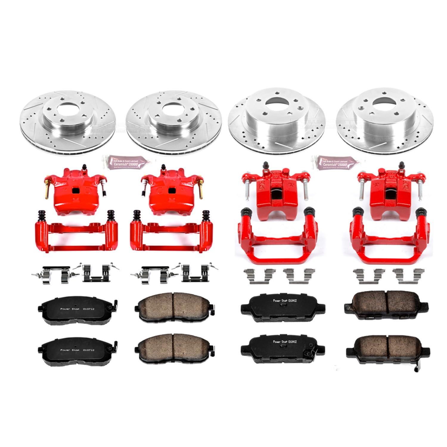 1-Click Performance Brake Kit Power Stop (KC2710) with Calipers For INFINITI G35 2003-2005, Nissan 350Z 2003-2005 [Model Specific]