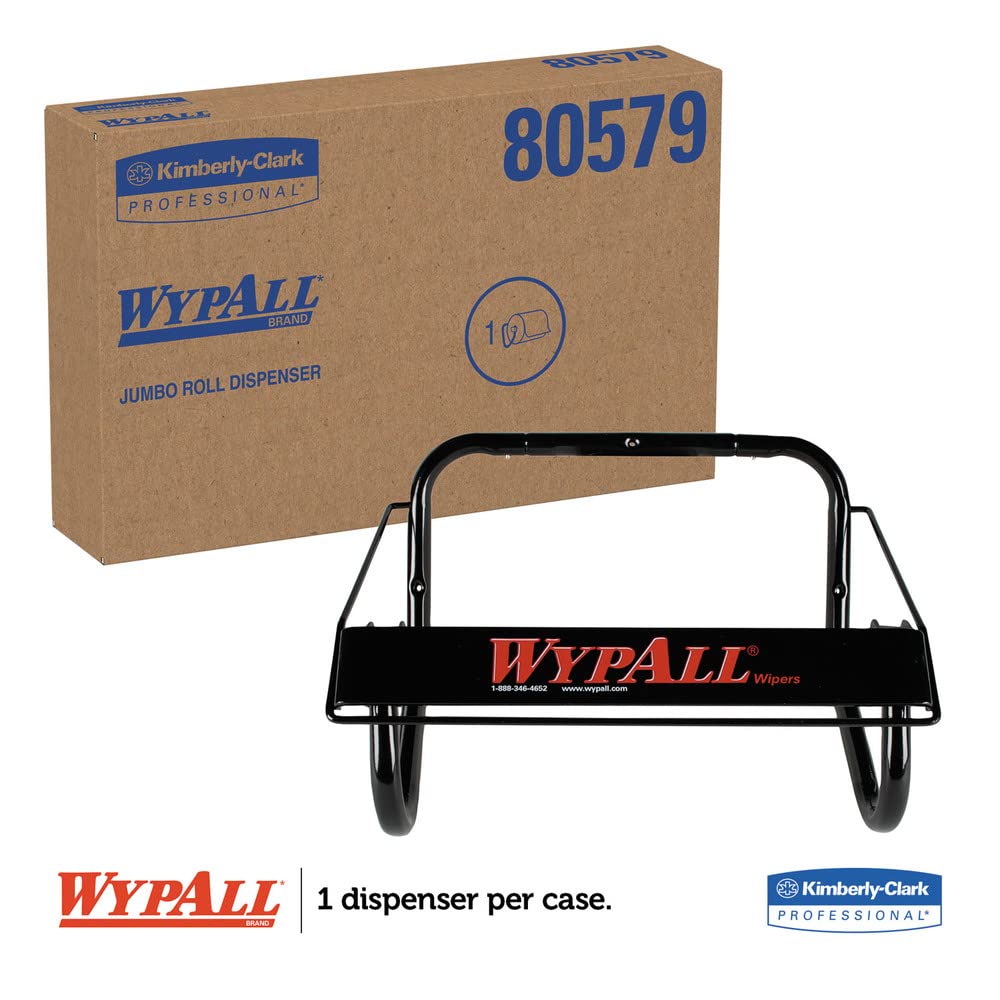 WypAll Jumbo Wall Mounted Wiper Dispenser (80579), Black, 16.8"x10.8"x8.8" (Qty 1)